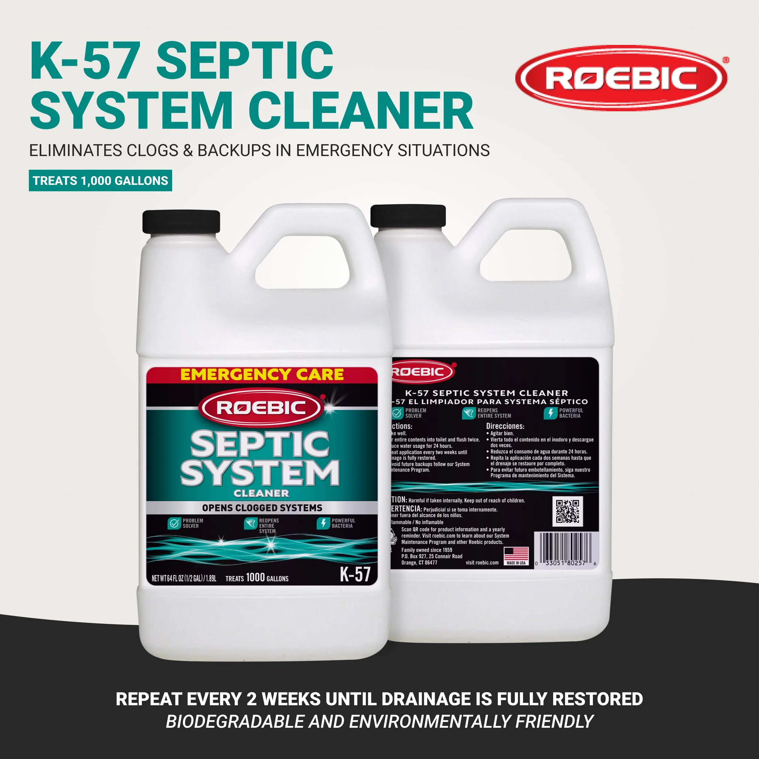 Roebic K-57-H K-57-H-3 Septic System Treatment: 1/2 Gallon, Clears Clogs, Restores Flow, Maintains Septic Systems for Optimal Performance - Image 6