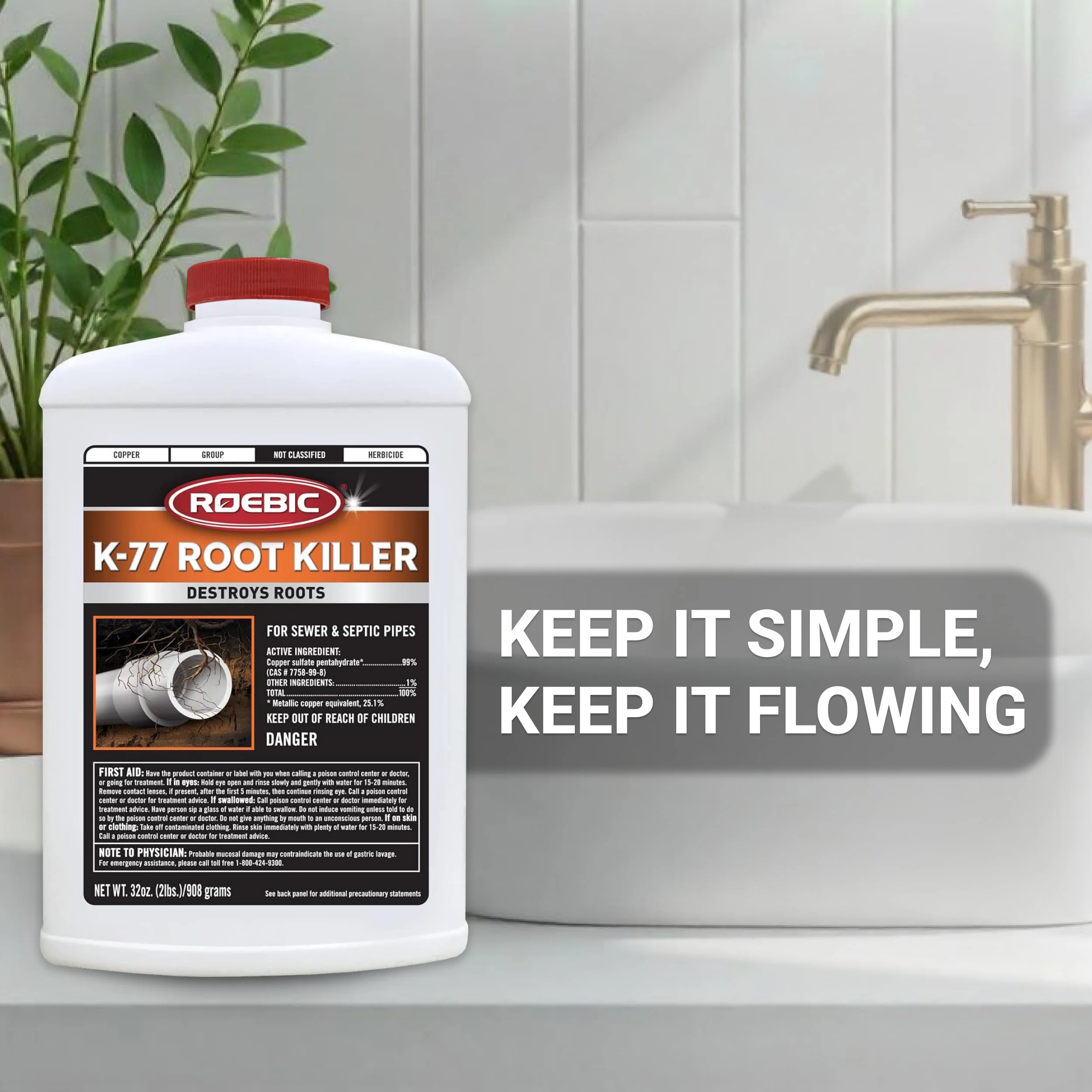 Roebic K-77 Granular Tree Root Killer, Chemical Septic System, Drain Field and Sewer Line Pipe Clog Remover and Root Destroyer, Safe for Bathroom Toilet, 32 oz - Image 3