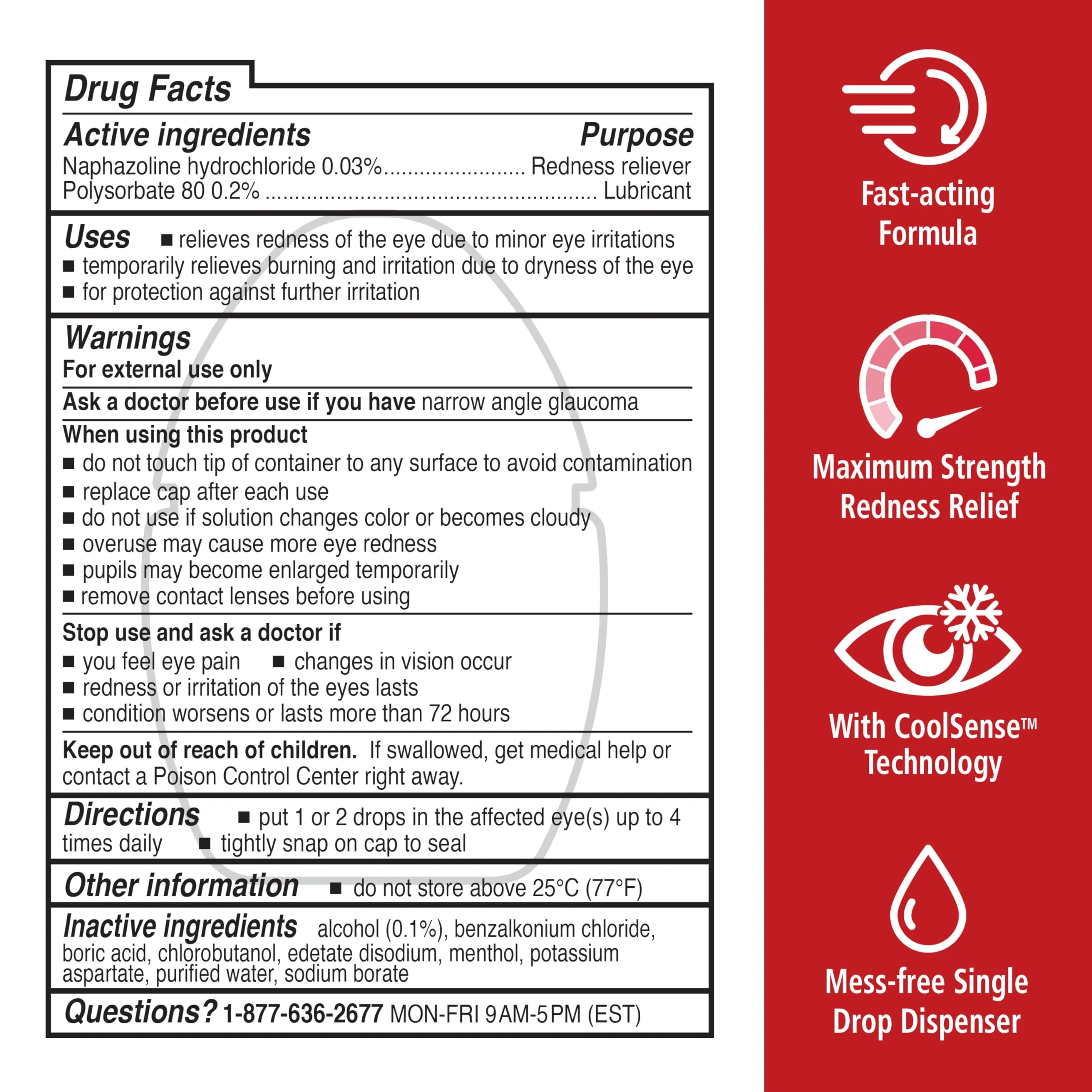 Rohto Max Strength Redness Reliever, Lubricant Eye Drops, Fast, Cooling Relief for Red, Dry, Itchy Eyes, Redness and Dryness Symptom Relief, Soothing Eye Drops, 0.4 fl oz Bottle - Image 6