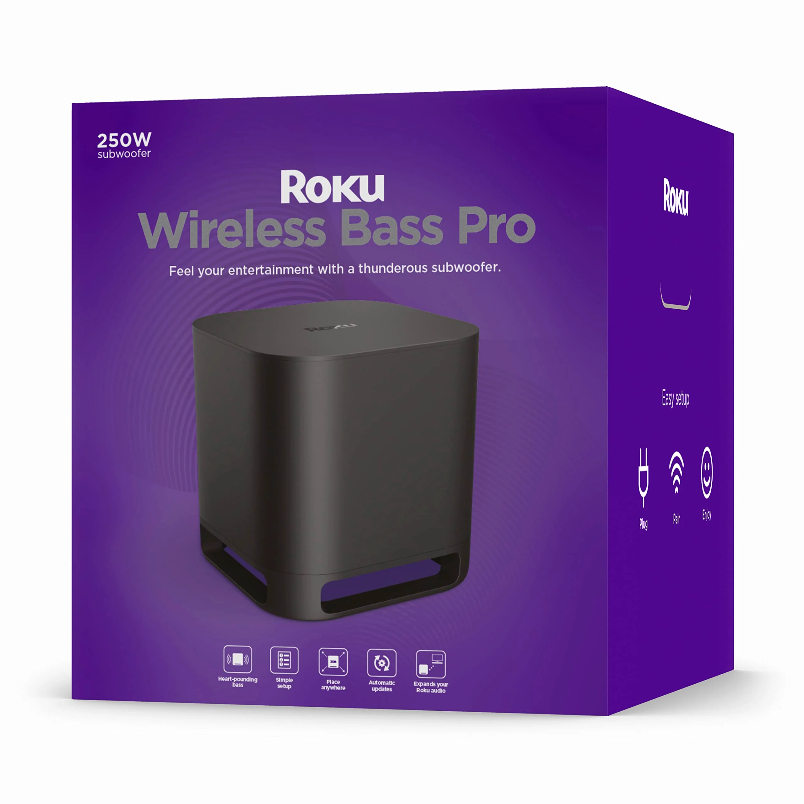 Roku Wireless Bass Pro Subwoofer for Roku Streambar Pro and Wireless Speakers (Renewed)