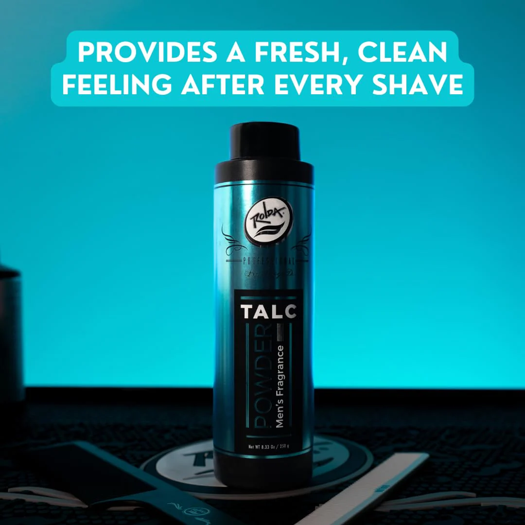 Rolda Men's Barber Talc Powder - White Talcum Powder After-shave Solution Is Highly Absorbent And Provides A Fresh, Clean Feeling After Every Shave, Helping To Calm Itchy Skin And Prevent Irritation - Image 6