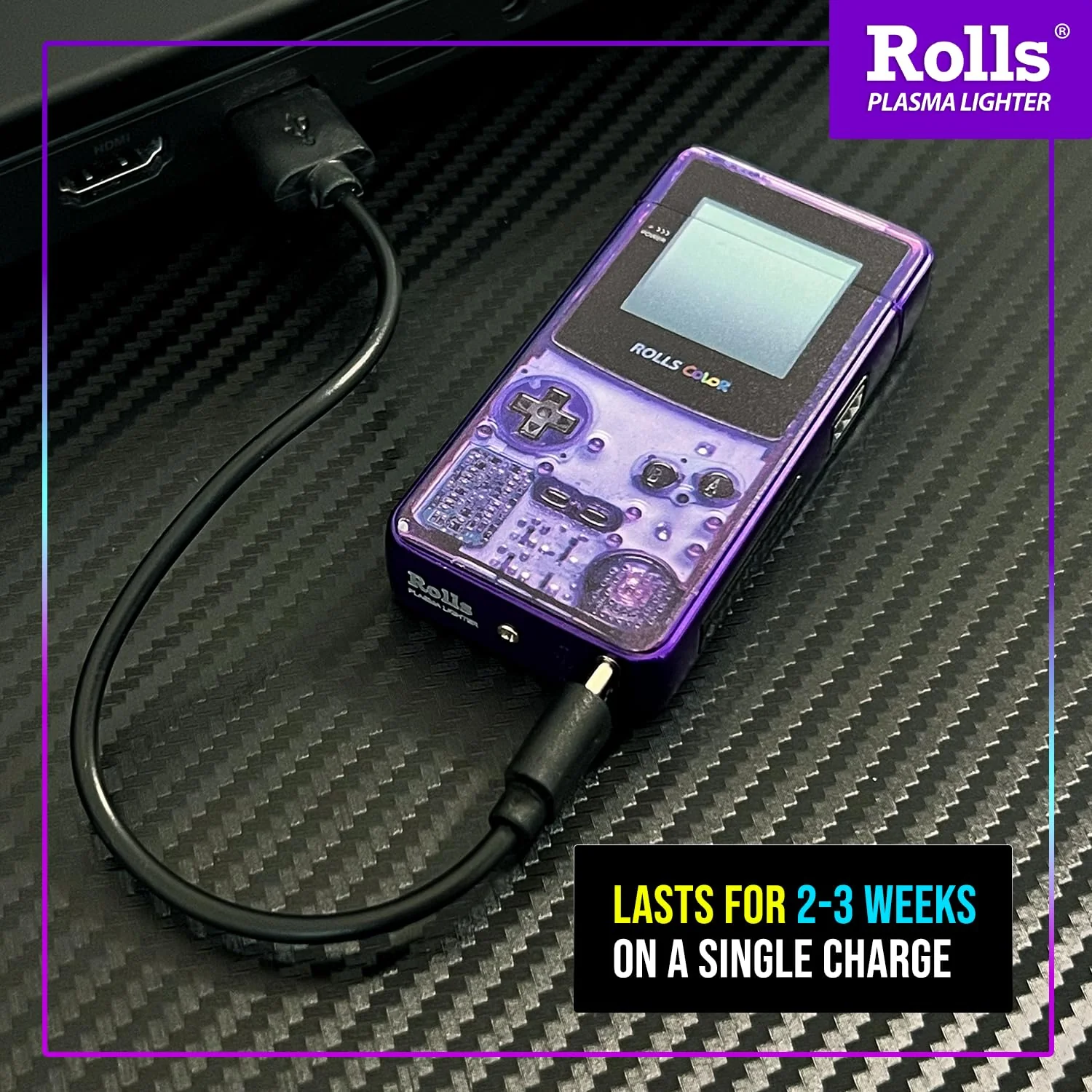 Rolls Electric Lighter - Stocking Stuffers - Gifts for Men - Cool Lighters - Electric Lighters Rechargeable - Mens Gifts - Retro Gamer - Birthday Gifts for Men - (Atomic Purple) - Image 3
