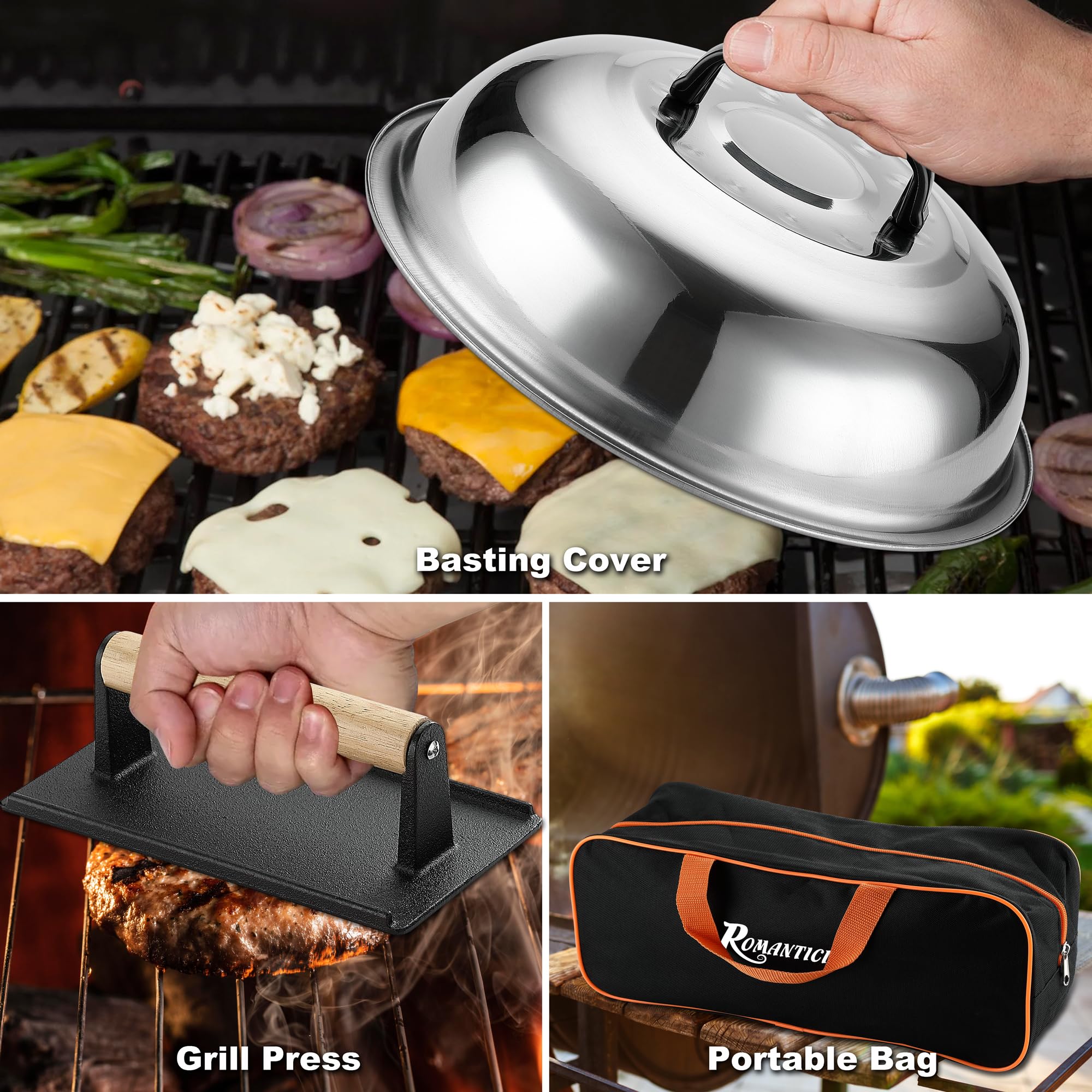 ROMANTICIST 29PCS Griddle Accessories Set - Flat Top Teppanyaki Spatula Set with Scraper, Basting Cover for Camp Chef- Home Cooking Griddle and Outdoor BBQ Gifts for Christmas - Image 5