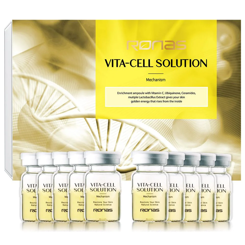 Ronas VITA Cell Solution,Anti Aging Serum for Face neck with Hyaluronic Acid,Vitamin C, Ceramide, Beta glucan, Hydrating Tone up serum for Dark Spots, Fine Lines & wrinkles 0.16oz 10vial, 1.6 Fl Oz - Image 2