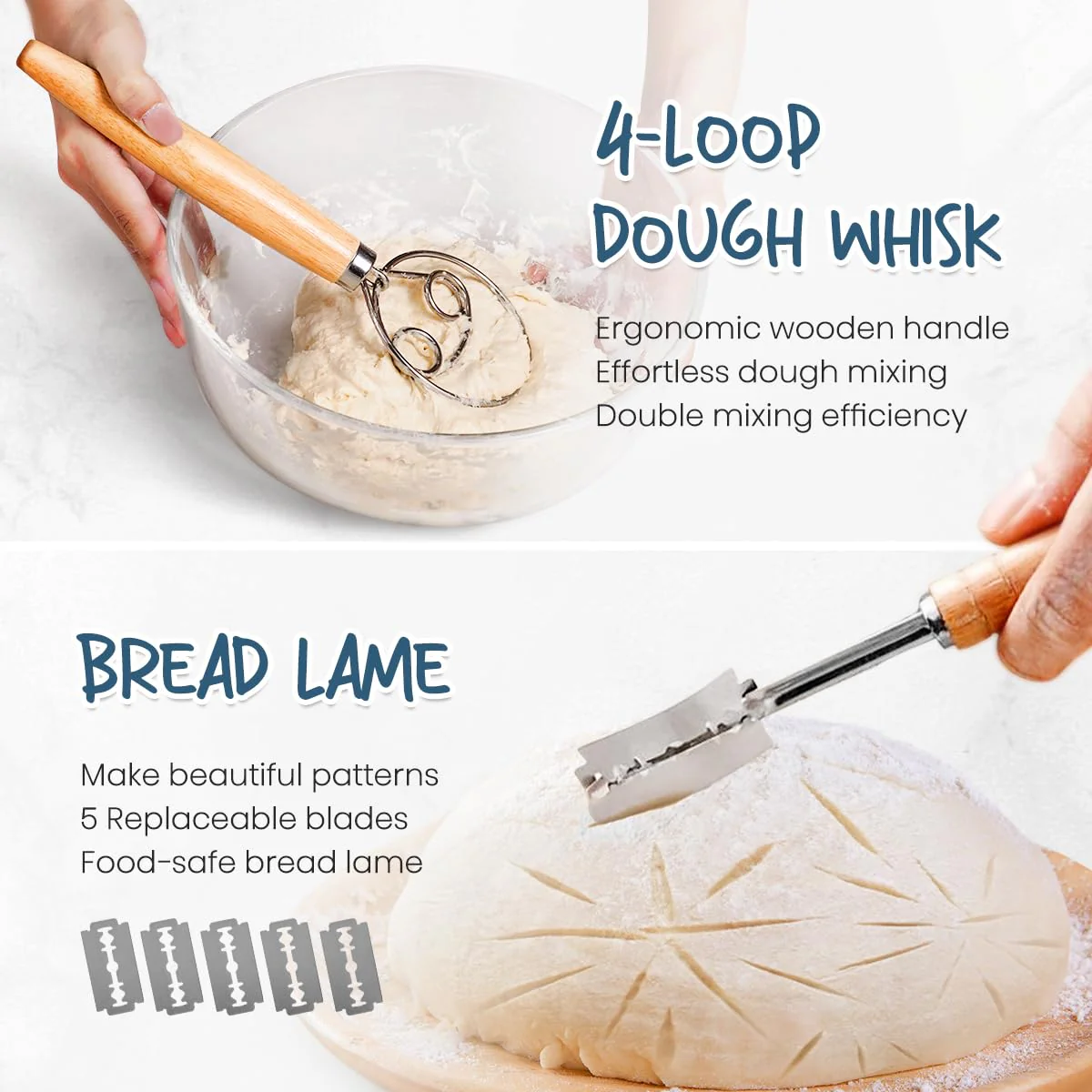 Rorecay Banneton Bread Proofing Baskets Set of 2, 9 Inch Round Cane Sourdough Bread Rising Basket Bowls with Sourdough Bread Making Tools Baking Supplies for Sour Dough Proofing Fermentation - Image 8