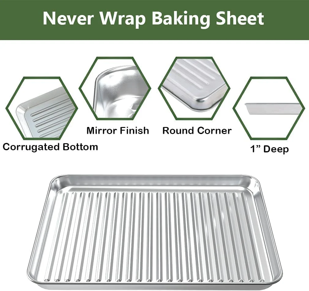 ROTTAY Baking Sheet, Half Sheet Pan with Cooling Rack Set [2 Pans + 2 Racks], Stainless Steel Baking Pan for Oven, Warp Resistant & Heavy Duty & Rust Free, Size 18 x 12 x 1 Inches - Image 4
