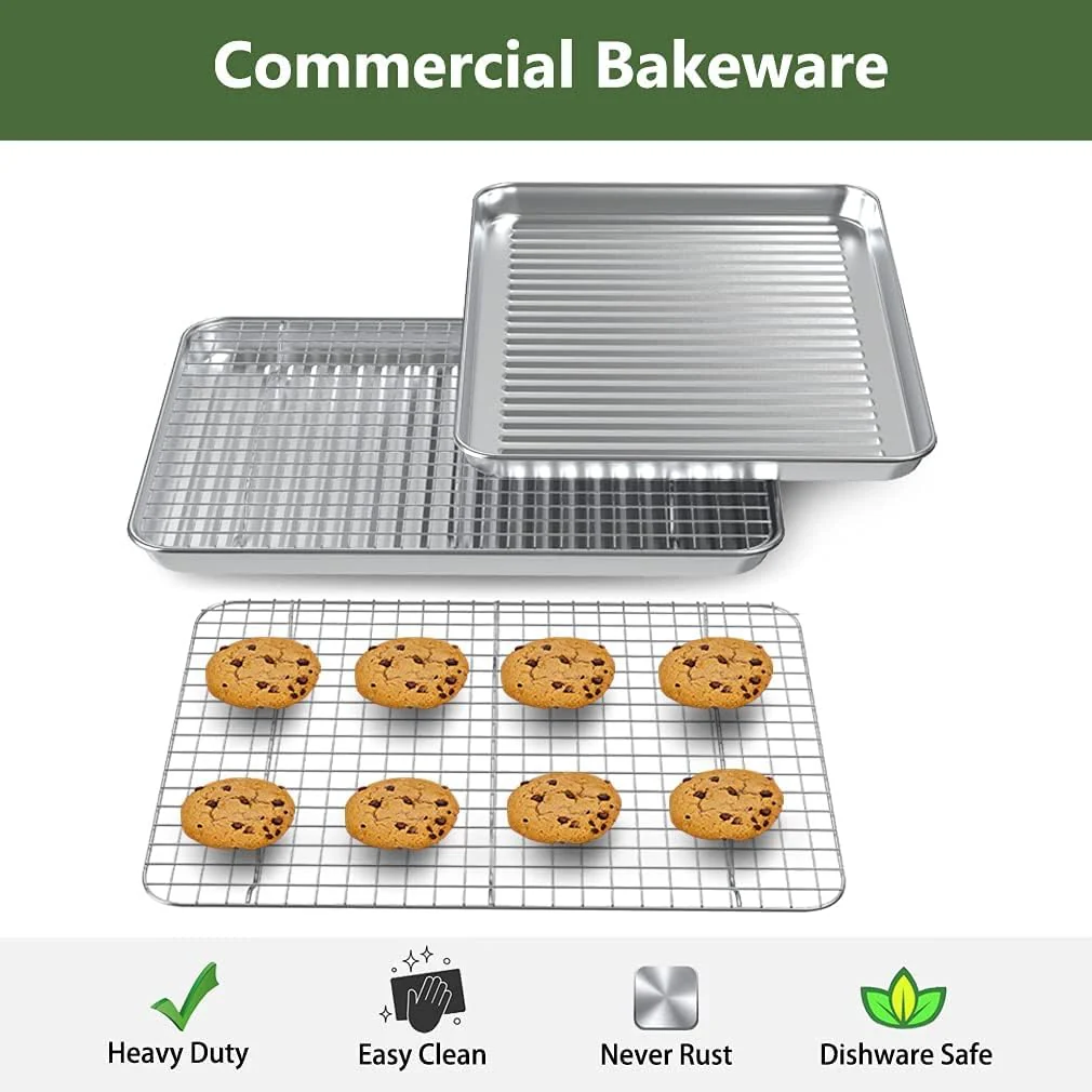 ROTTAY Baking Sheet with Rack Set (2 Pans + 2 Racks), Stainless Steel Cookie Sheet with Cooling Rack, Nonstick Baking Pan, Warp Resistant & Heavy Duty & Rust Free, Size 16 x 12 x 1 Inches - Image 7