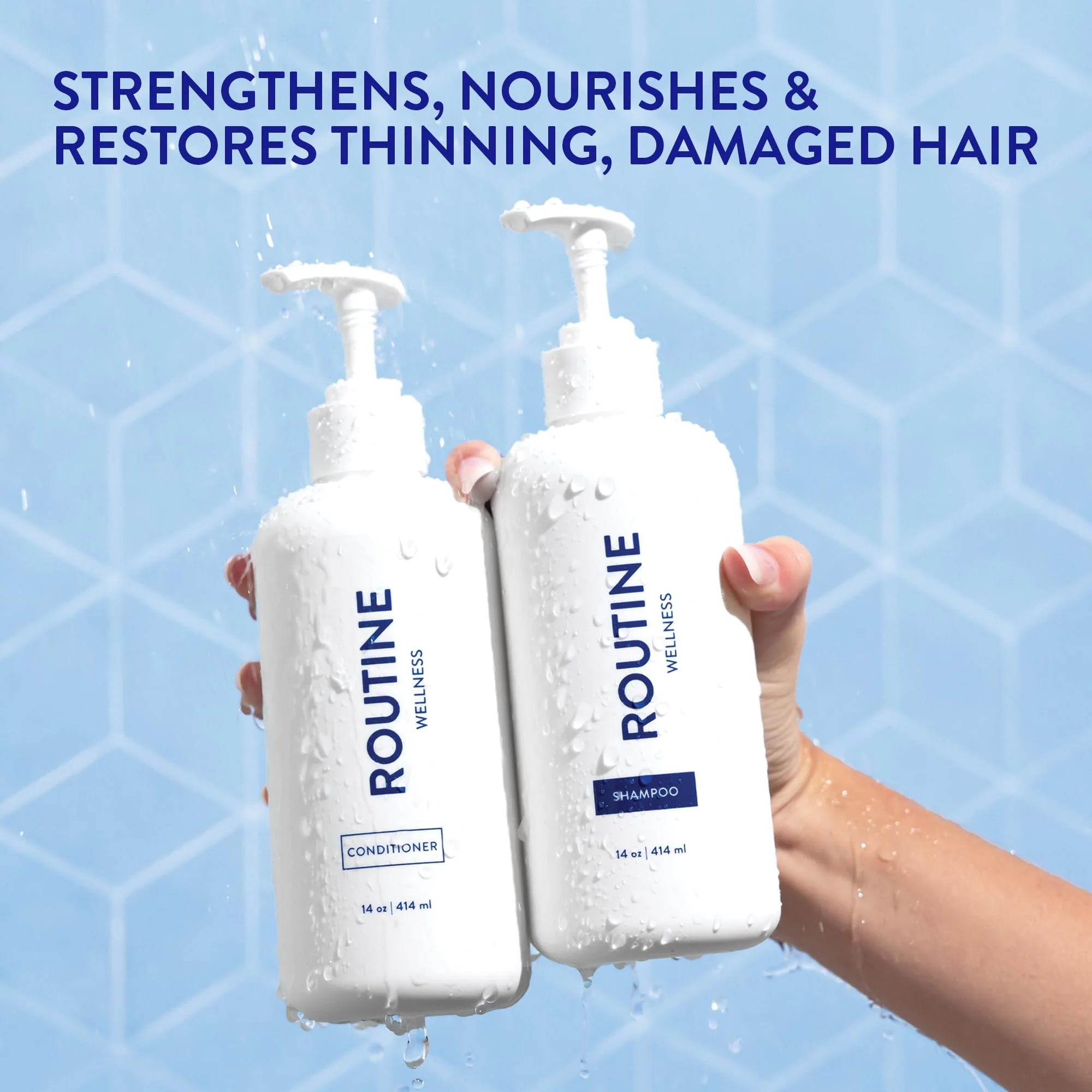 Routine Wellness Shampoo & Conditioner Set - Strengthening & Volumizing for Thinning Hair - Promotes Full, Voluminous, Healthy Hair - Coconut & Vanilla (Pack of 2) - Image 7