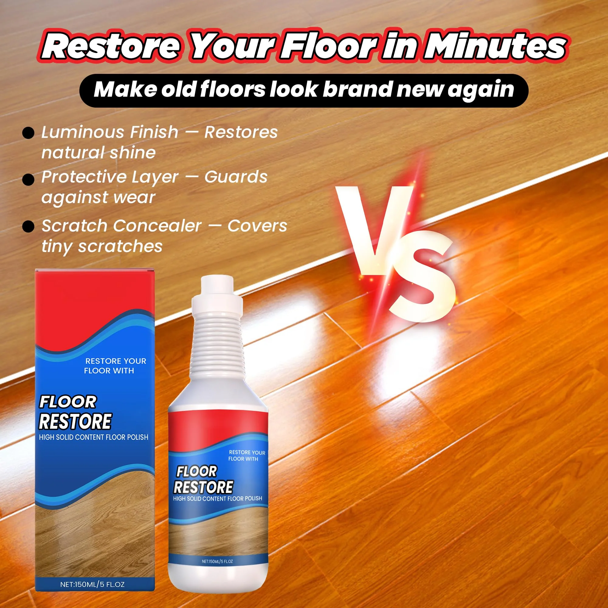ROVIA Floor Restore Cleaner - Floor Restorer & Polish for Tile, Shine Wood, Laminate, Vinyl, Bamboo - Flooring Protection Agent (2 pcs) - Image 7