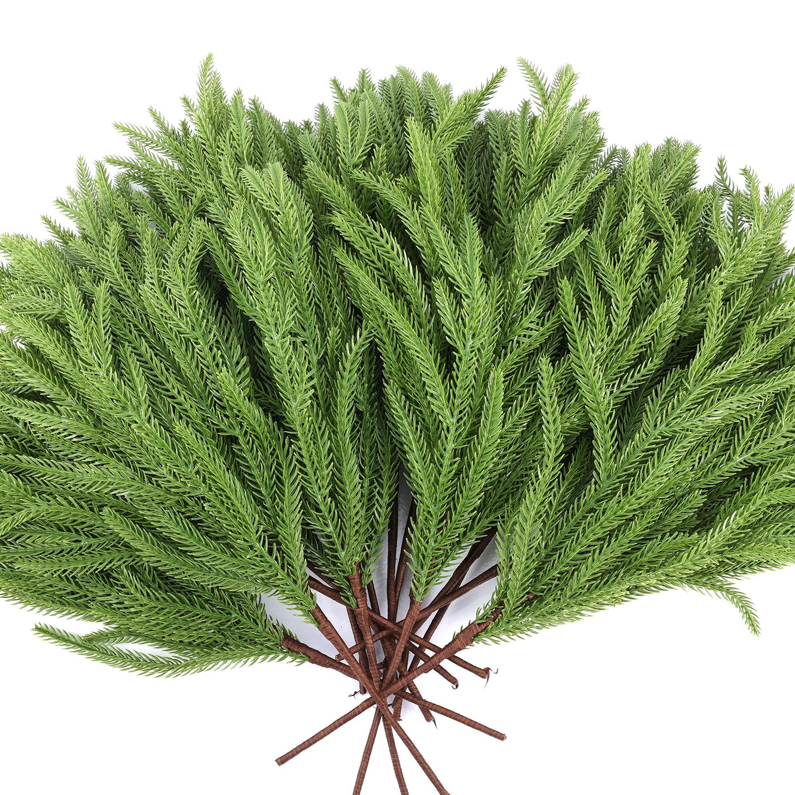 Rowfad 12 Pcs Artificial Norfolk Pine Branches, Norfolk Pine Artificial Pine Stems DIY Crafts Faux Christmas Greenary Norfolk Pine Branches for Xmas Wreath Garland Home Decor (12) - Image 8