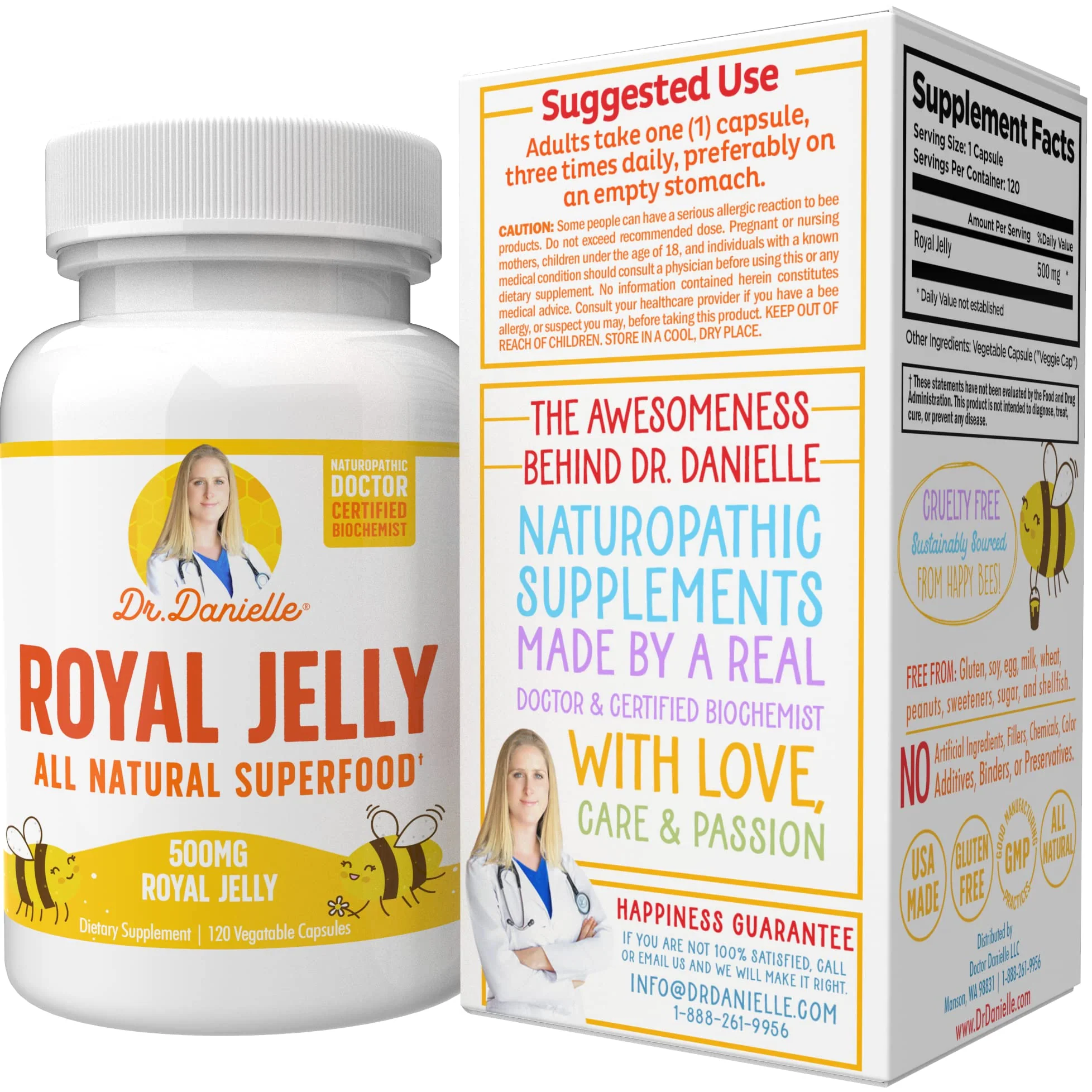 Royal Jelly by Dr. Danielle, Best Royal Jelly Supplement, 500mg 120 Capsules - Image 3