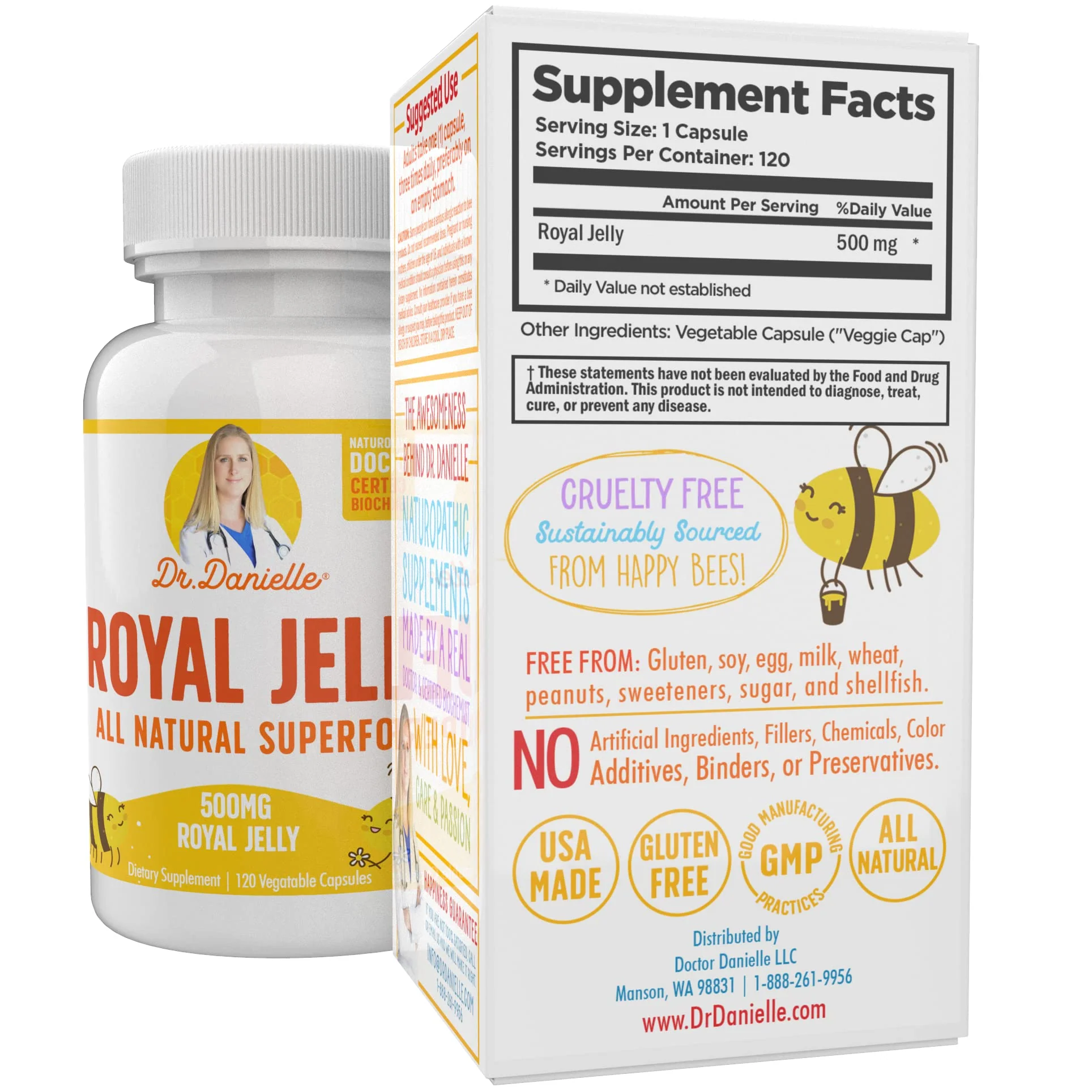 Royal Jelly by Dr. Danielle, Best Royal Jelly Supplement, 500mg 120 Capsules - Image 4