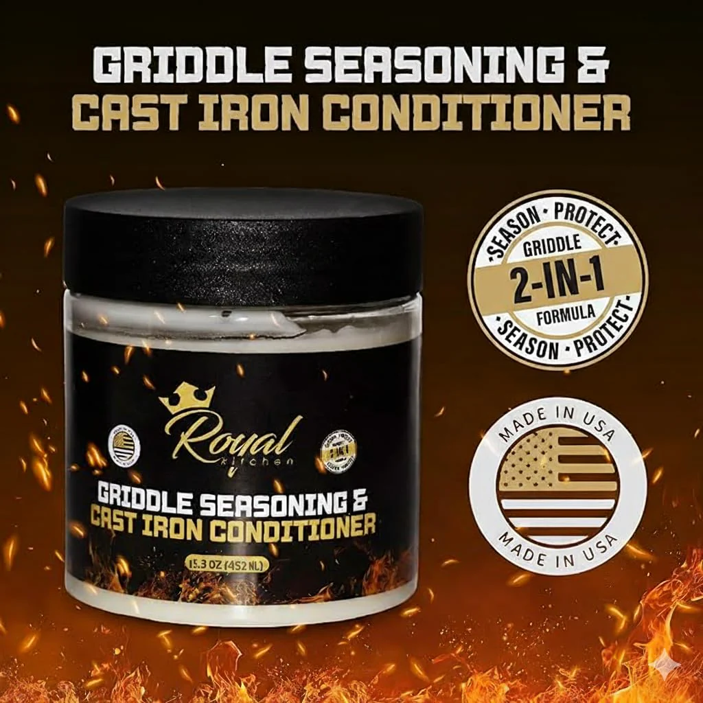Royal Kitchen Cast Iron & Carbon Steel Seasoning Conditioner 2-IN-1 | Effective For Restoring, Protecting & Conditioning Blackstone Griddle, Cast Iron and Dutch Oven Cookware Food Safe and easy to use conditioner (15.3 Ounce (Pack of 1)) - Image 5
