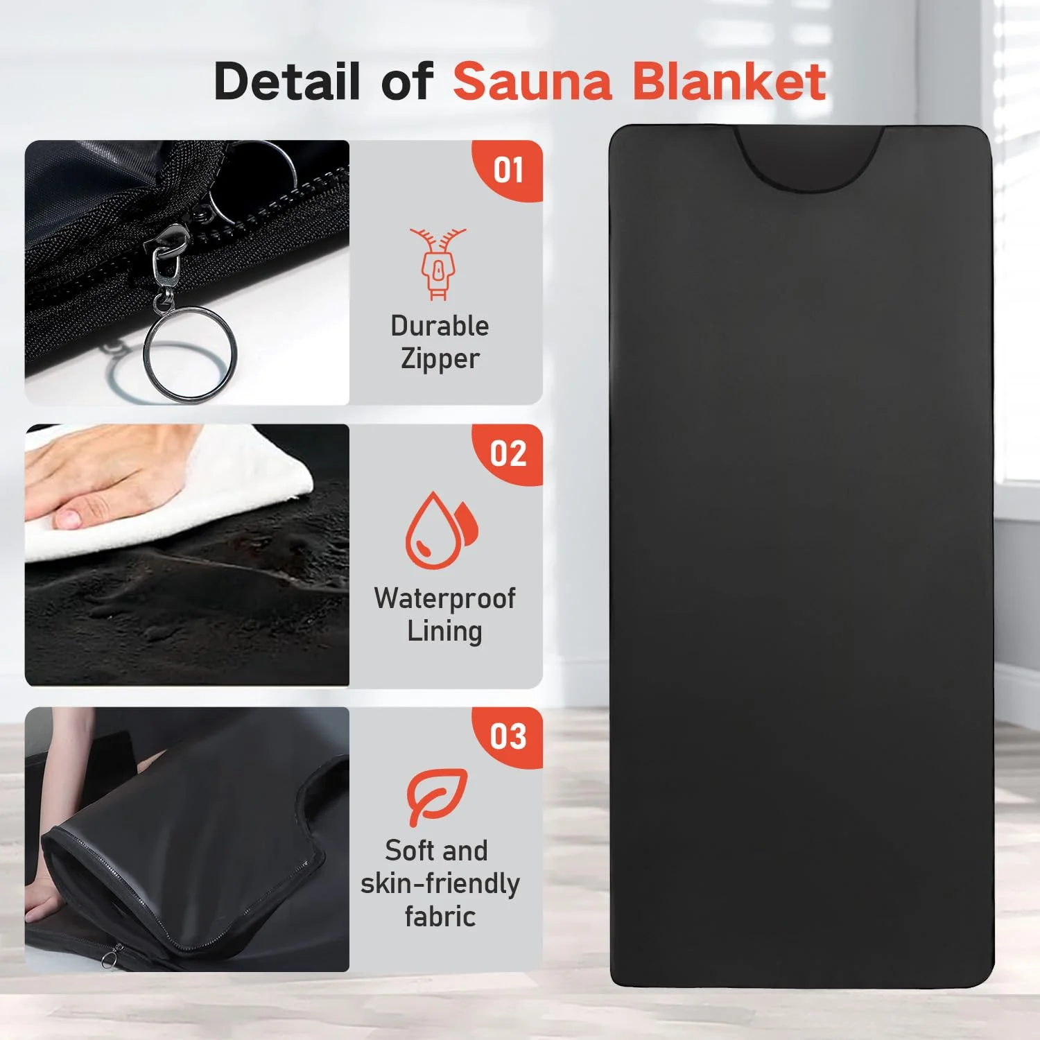 RRGFB Infrared Sauna Blanket for Home, Low EMF Carbon Crystal Heating, Portable Dry Sauna Bag for Relaxation, Detoxification, 5.9ft×2.6ft, Sleeveless - Image 2