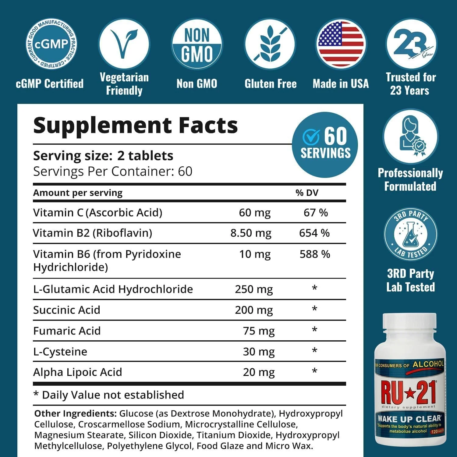 RU-21 The Supplement for When You Want to Drink & Go to Work The Next Morning | Feel Better After Celebrating & Support Your Liver | Trusted for 23+ Years | Made in USA (120 Pills, 60 Servings) - Image 9