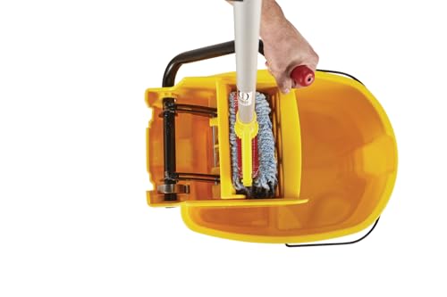 Rubbermaid Commercial Products WaveBrake 26 Qt. Side-Press Mop Bucket and Wringer Combo on Wheels, Yellow, for Professional/Industrial/Business Heavy-Duty Floor Cleaning/Mopping - Image 10