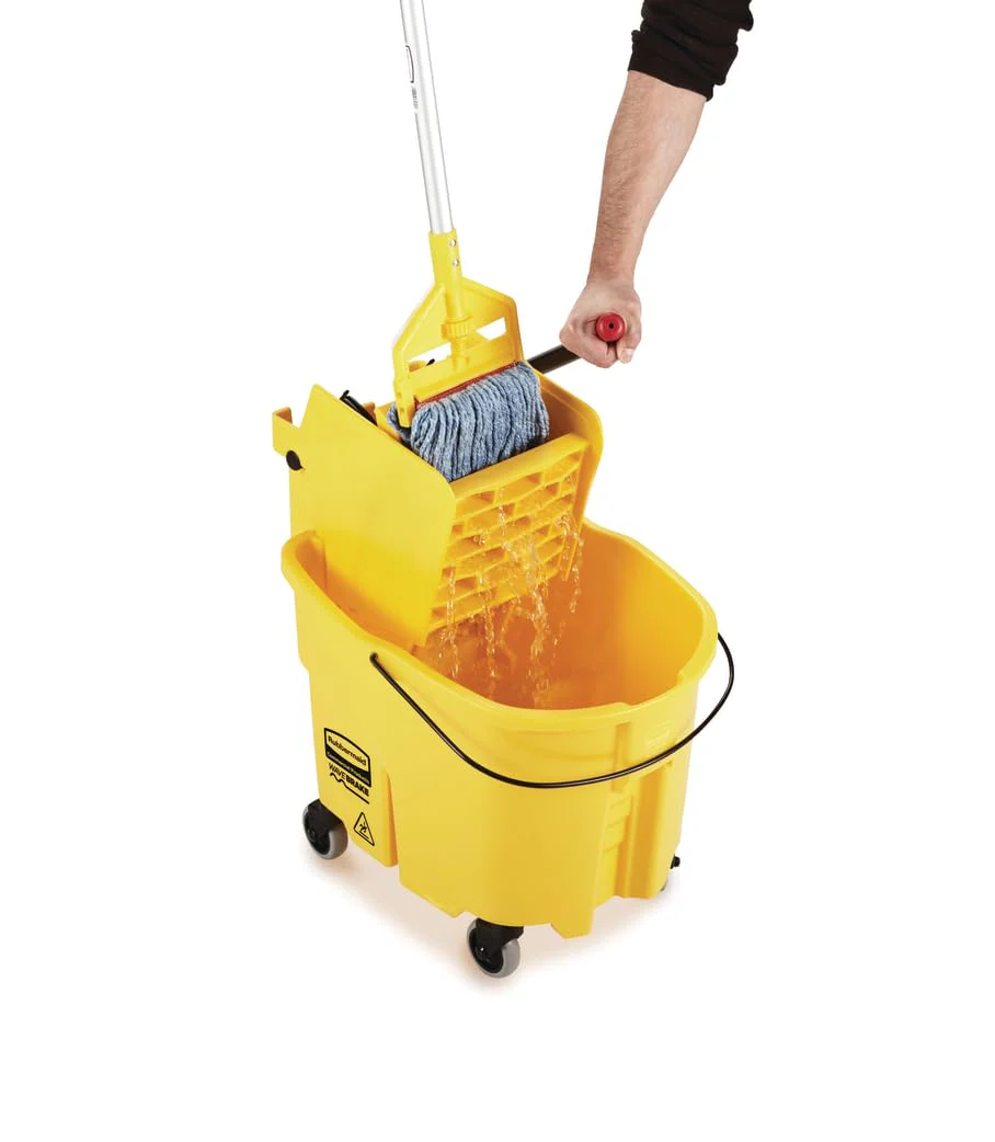Rubbermaid Commercial Products WaveBrake 26 Qt. Side-Press Mop Bucket and Wringer Combo on Wheels, Yellow, for Professional/Industrial/Business Heavy-Duty Floor Cleaning/Mopping - Image 11