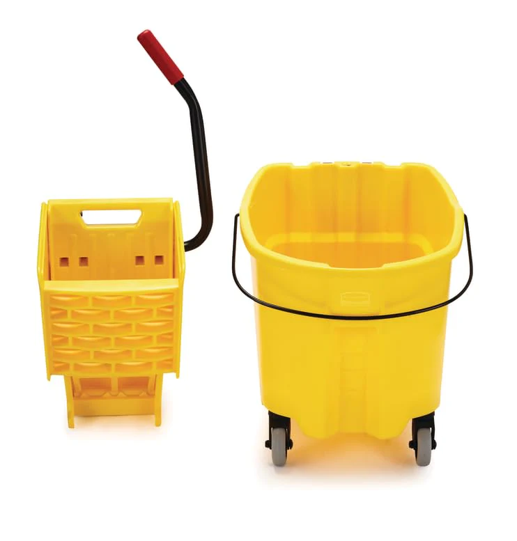 Rubbermaid Commercial Products WaveBrake 26 Qt. Side-Press Mop Bucket and Wringer Combo on Wheels, Yellow, for Professional/Industrial/Business Heavy-Duty Floor Cleaning/Mopping - Image 18