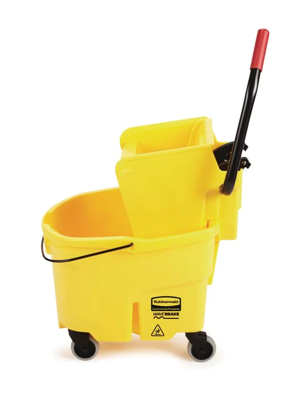 Rubbermaid Commercial Products WaveBrake 26 Qt. Side-Press Mop Bucket and Wringer Combo on Wheels, Yellow, for Professional/Industrial/Business Heavy-Duty Floor Cleaning/Mopping - Image 20