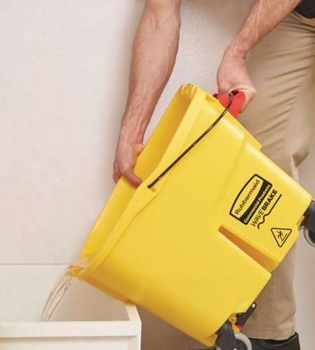 Rubbermaid Commercial Products WaveBrake 26 Qt. Side-Press Mop Bucket and Wringer Combo on Wheels, Yellow, for Professional/Industrial/Business Heavy-Duty Floor Cleaning/Mopping - Image 7