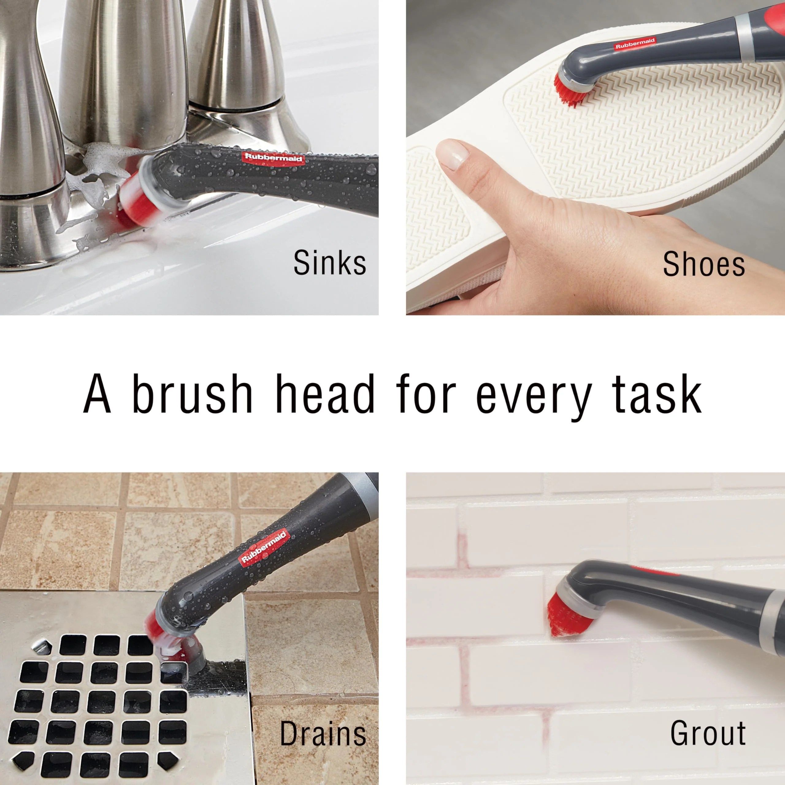 Rubbermaid Reveal Power Scrubber with Multi-Purpose & Grout Head, Cordless Electric Battery Powered Scrub Brush, Water Resistant, for Home/Kitchen/Bathroom/Grout/Tile/Shower/Tub - Image 4