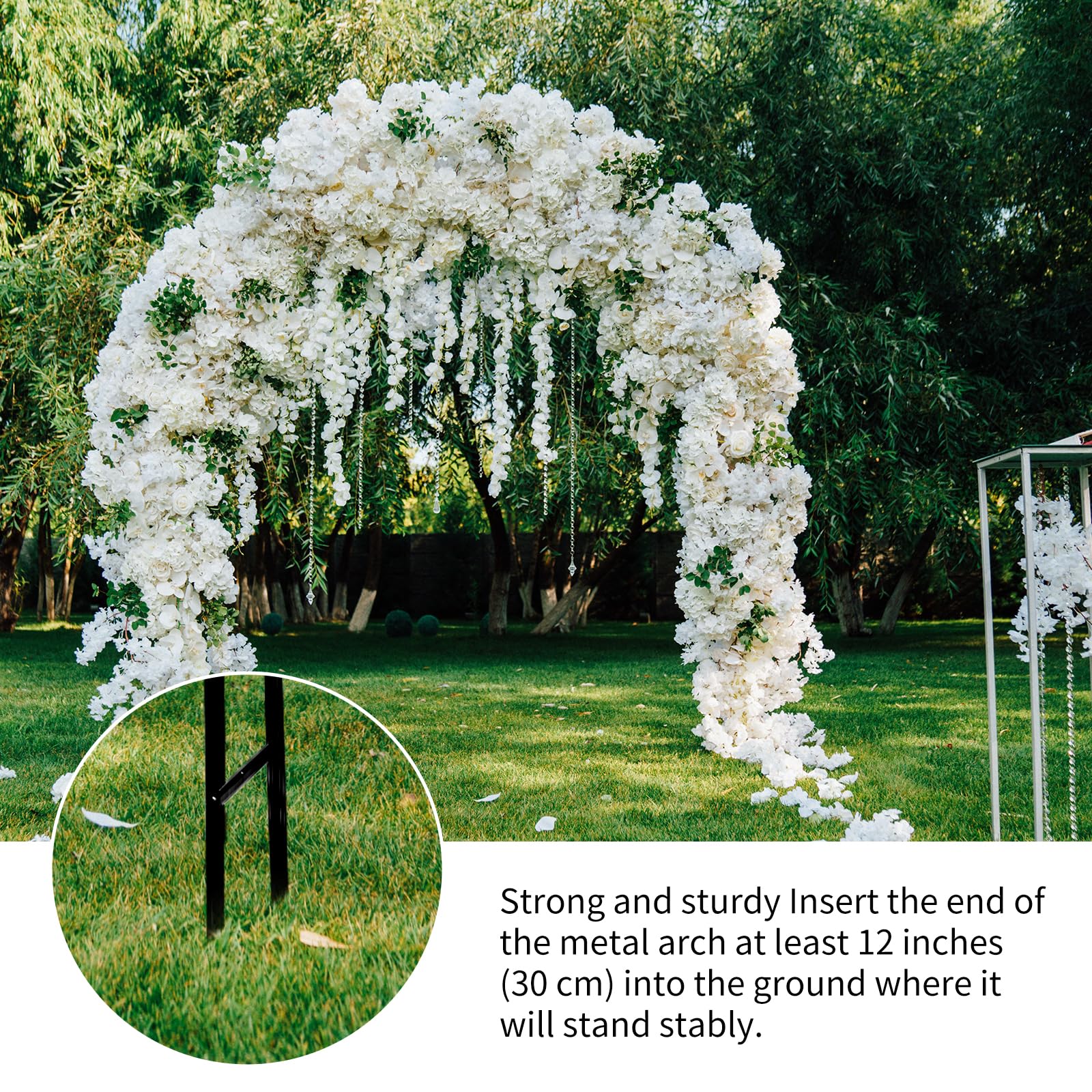 RUBFAC 94" Metal Garden Arch Trellis for Climbing Plants Outdoor, Garden Arbors and Arches, Wedding Arch Frame Archway for Balloons Pumpkin Vines Halloween Christmas Party Decoration, Black - Image 4
