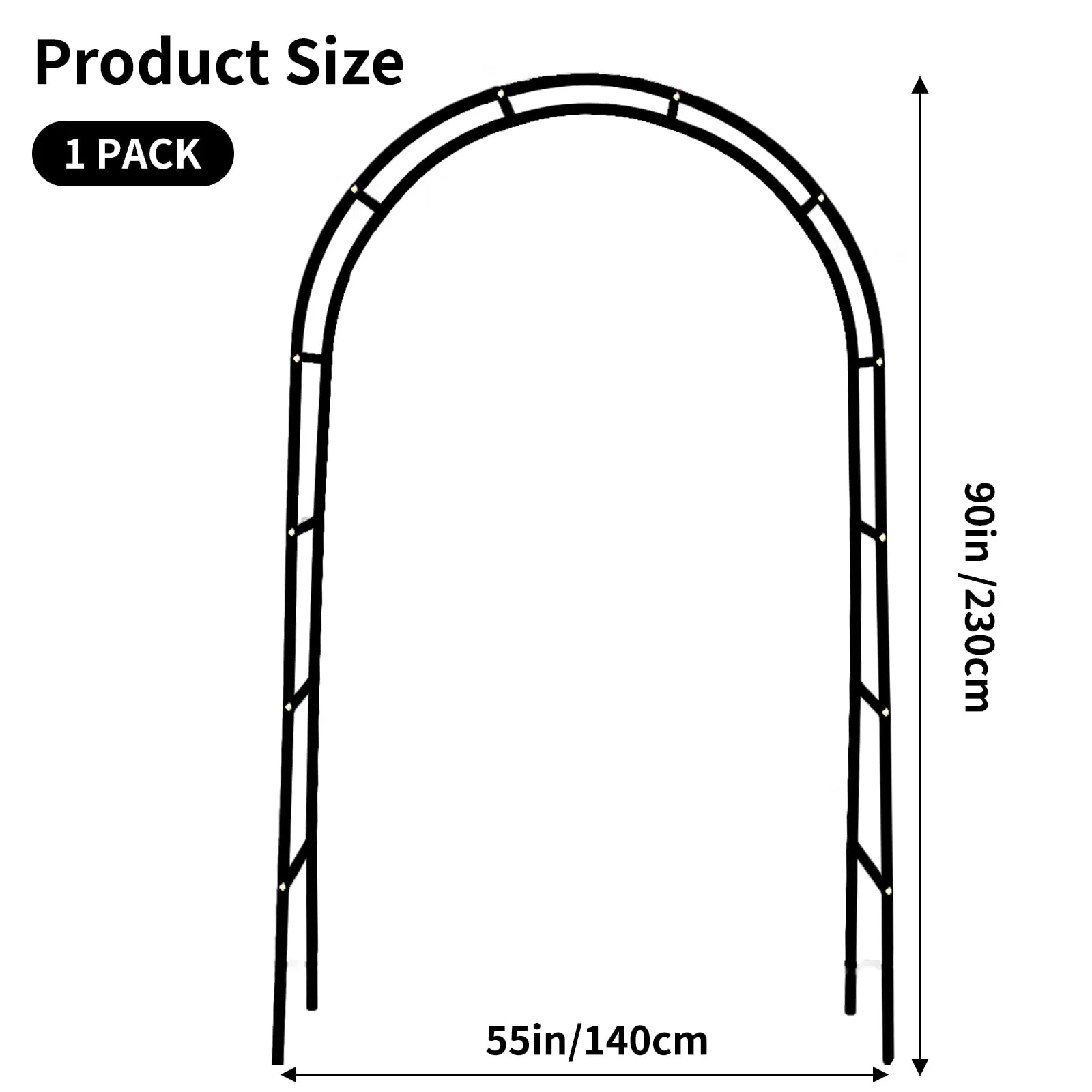 RUBFAC 94" Metal Garden Arch Trellis for Climbing Plants Outdoor, Garden Arbors and Arches, Wedding Arch Frame Archway for Balloons Pumpkin Vines Halloween Christmas Party Decoration, Black - Image 7
