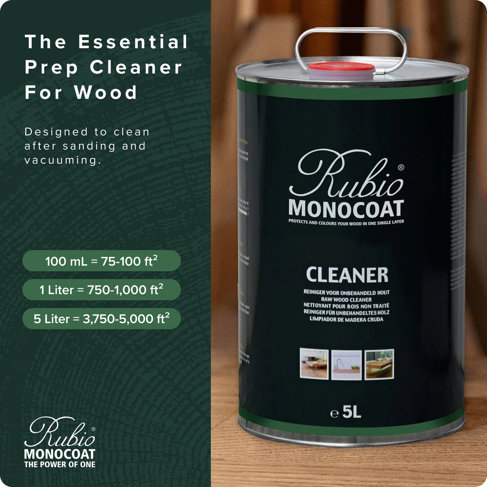 Rubio Monocoat Raw Wood Cleaner, 5,000 ft² | Preparatory Cleaning for Wood Surfaces | Removes Dust After Sanding & Vacuuming | Use Before Finishing with Oil Plus 2C | 5 Liters - Image 6