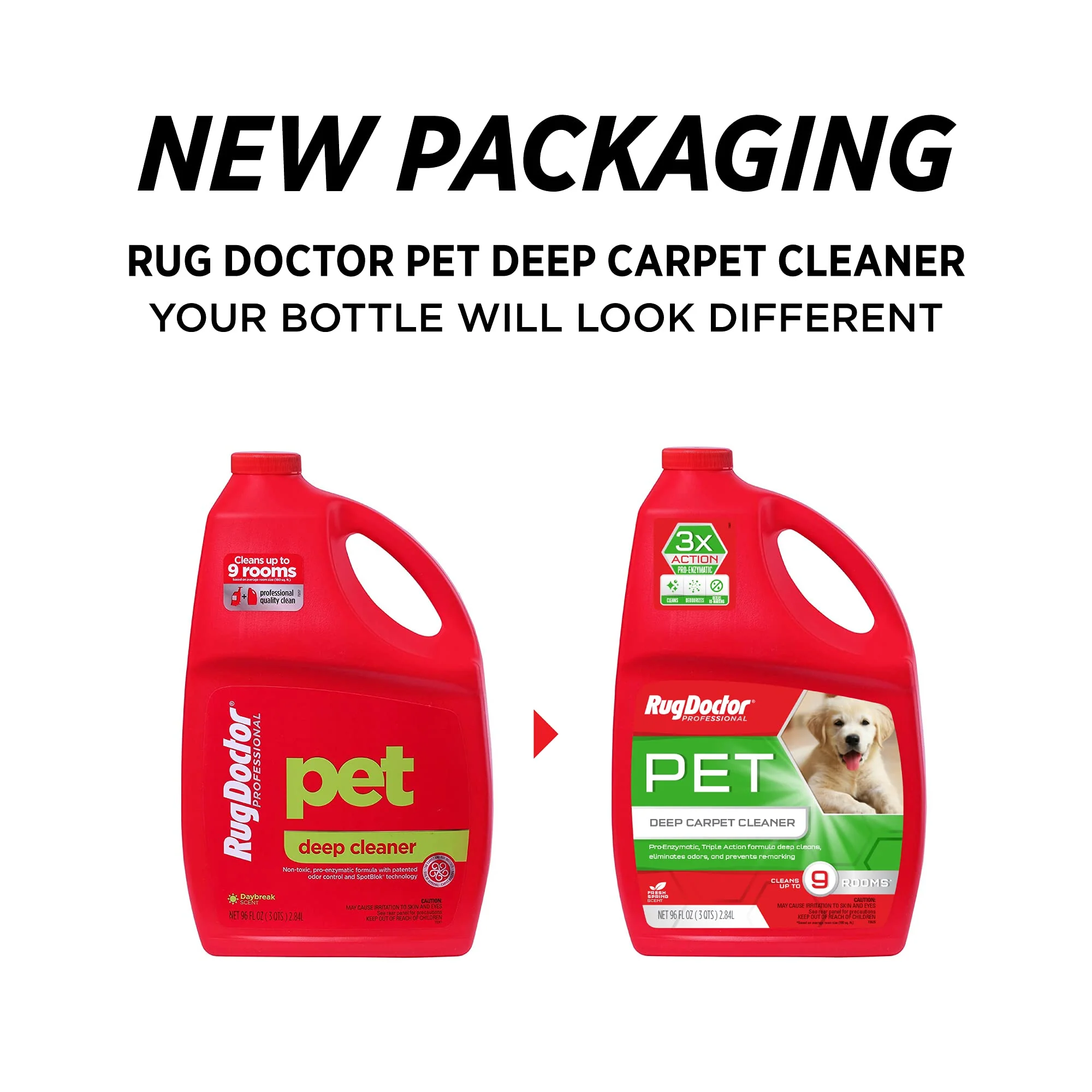 Rug Doctor Pet Carpet Cleaner, 96 oz., Pro-Enzymatic Formula with 3X Action - Cleans, Deodorizes, & Deters Remarking, Concentrated Solution, Professional Grade for Pet Stains & Odors - Image 3