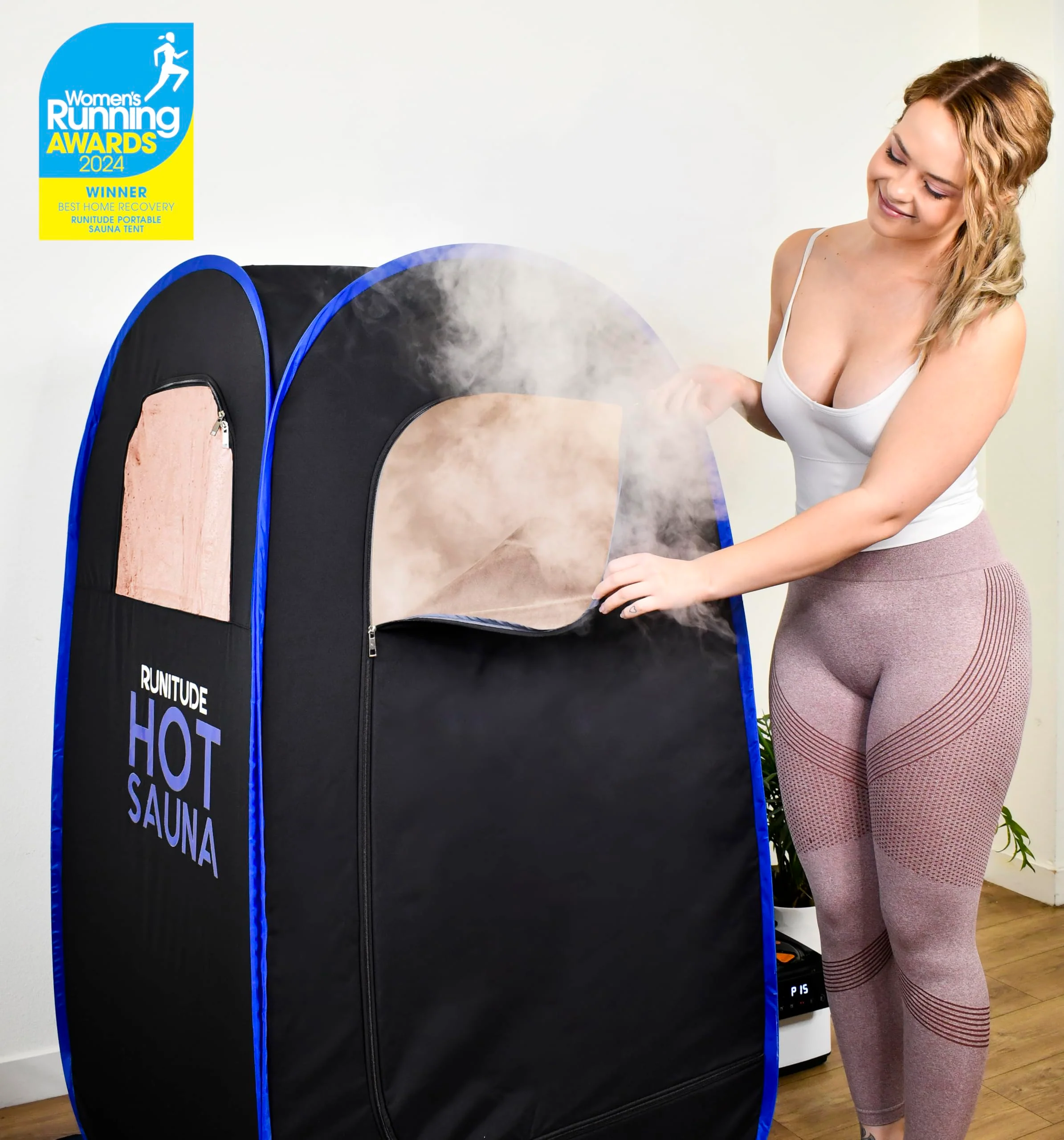 Runitude Portable Sauna Steam Tent | Full Size Home Personal Sauna Box Steam Room | Touchscreen 1000W 2.6 litre Generator | Including 1x Chair, 1x Foot Mat & 1x Protective Floor Mat | Men & Women - Image 5