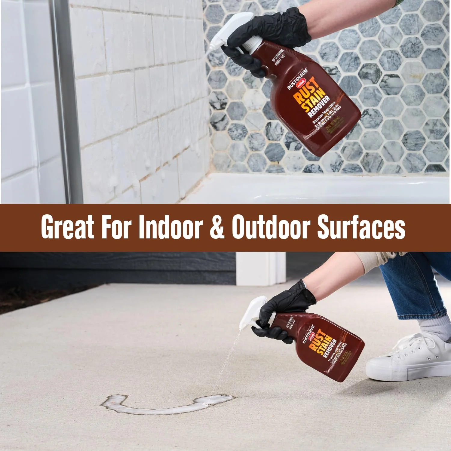 Rust-Oleum Whink Rust Stain Remover | Heavy-Duty Iron Stain Remover Foaming Spray with Excellent Cling for Toilets, Showers, Sinks, Outdoor Siding | 24 oz | 4 Pack - Image 6