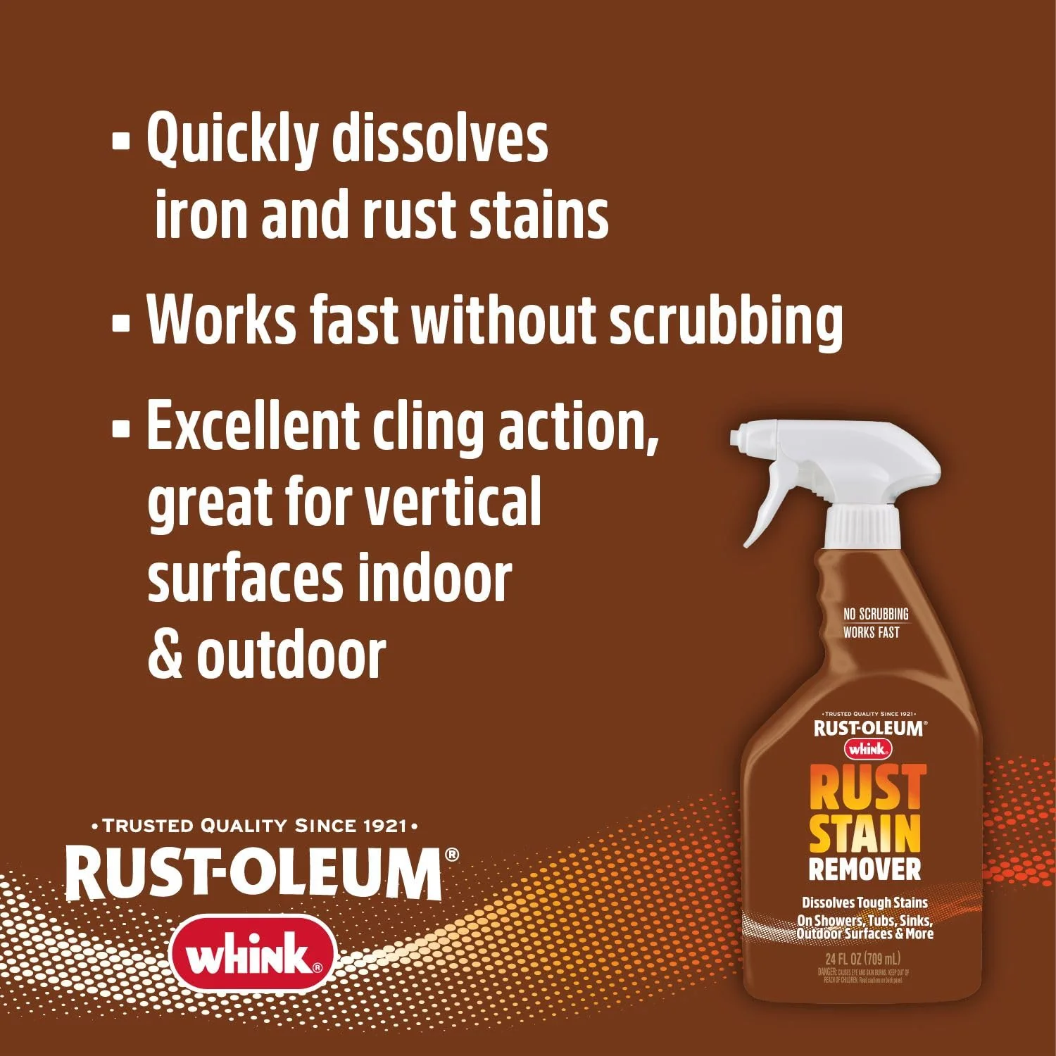 Rust-Oleum Whink Rust Stain Remover | Heavy-Duty Iron Stain Remover Foaming Spray with Excellent Cling for Toilets, Showers, Sinks, Outdoor Siding | 24 oz | 4 Pack - Image 8