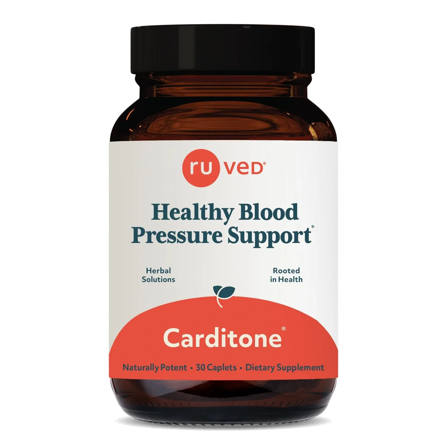 ruved Carditone - Natural Heart Health Supplement for Women & Men, BP Formula, Holistic Heart Support with Rauwolfia, Arjuna, Calcium, and Magnesium - 30 Vegetarian Caplets (Pack of 1)
