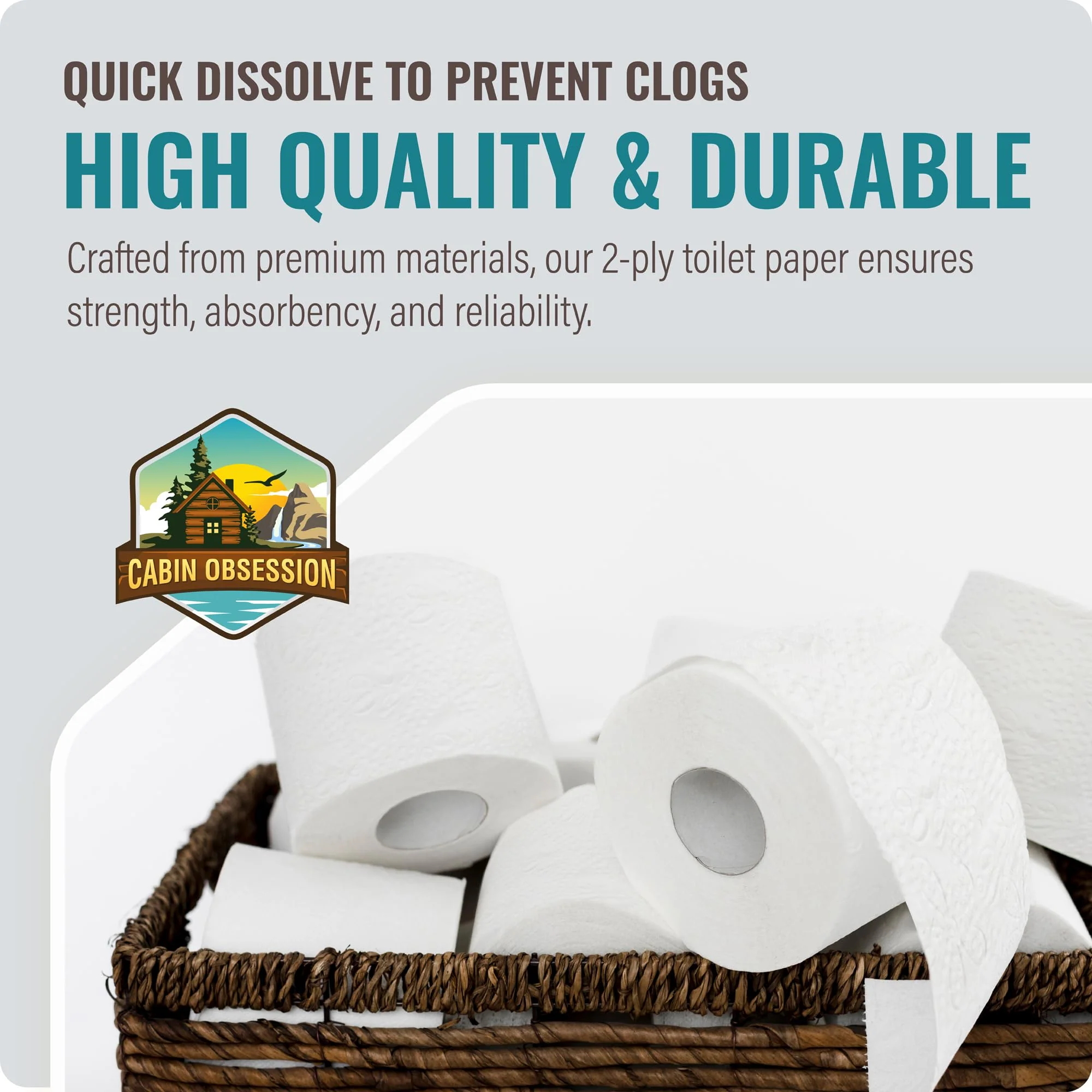 RV Toilet Paper - 12 Pack Septic Safe Toilet Paper 2-Ply Quick Dissolving Camper Tissue Paper Septic Safe to Prevent Clogs - Perfect for Automotive RVs, Septic Tank Systems, Boats, and Camping - Image 7