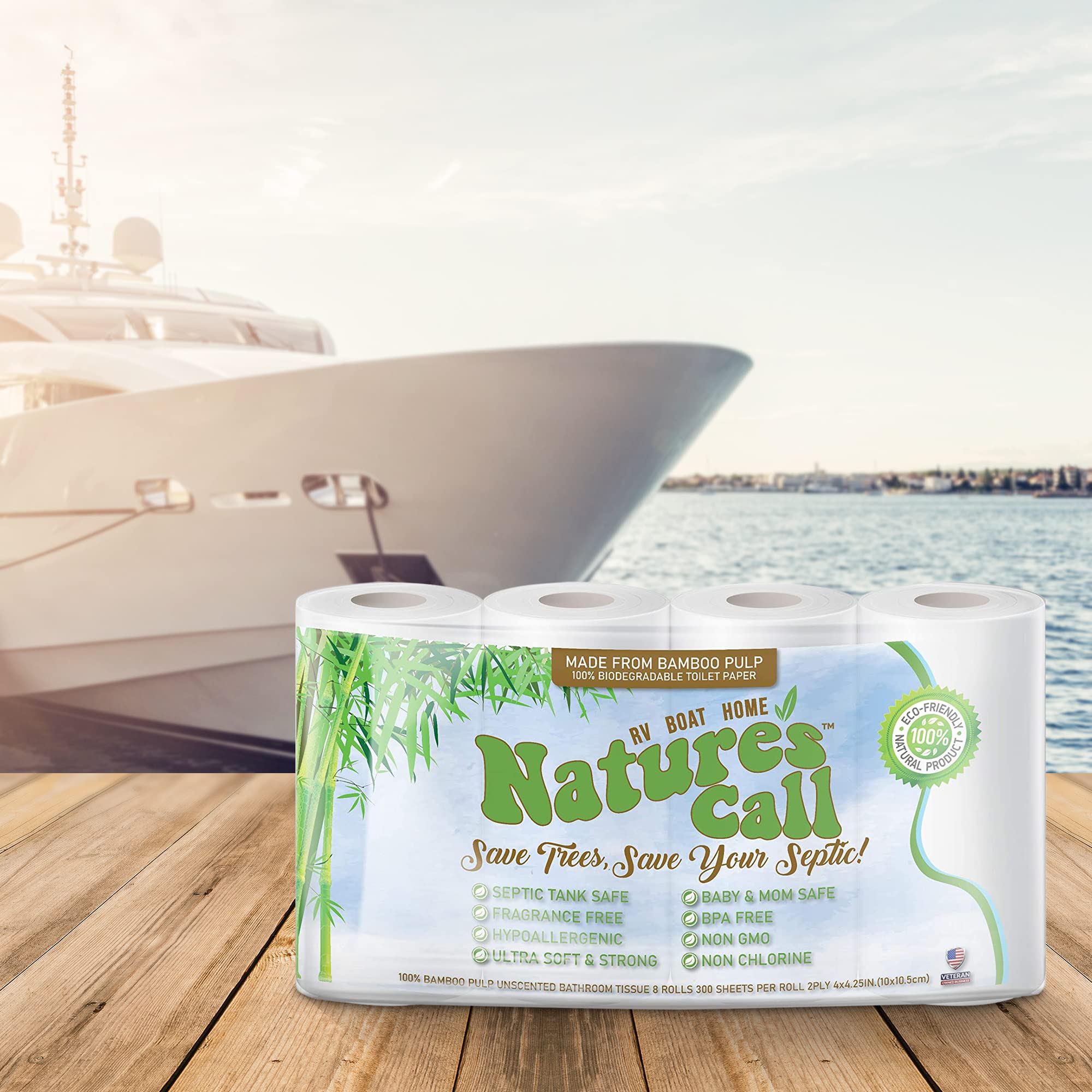 RVs, Boats & Home 100% Bamboo Toilet Paper by Nature's Call - 2-Ply, Soft, Strong, Tank Safe & Quick Dissolve Camper Toilet Tissue - Marine, Camping & Travel Toilet Paper - FSC Certified (8 Rolls) - Image 5