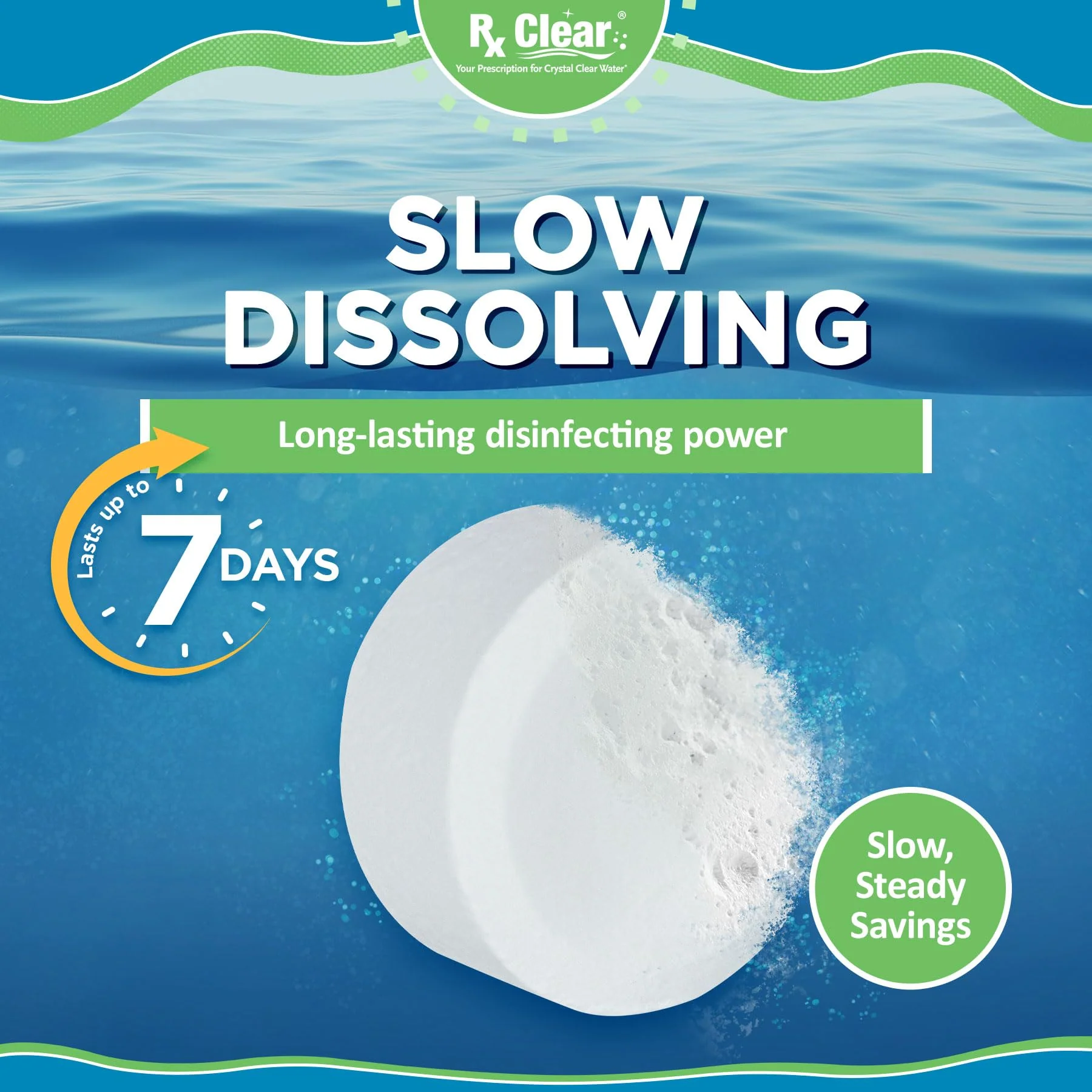 Rx Clear 1" Inch Chlorine Tabs | 25 Pounds | Use Tablets as Bactericide, Algaecide, & Disinfectant in Swimming Pools | Stabilized, Long Lasting, Slow Dissolving, & UV Protected - Image 7