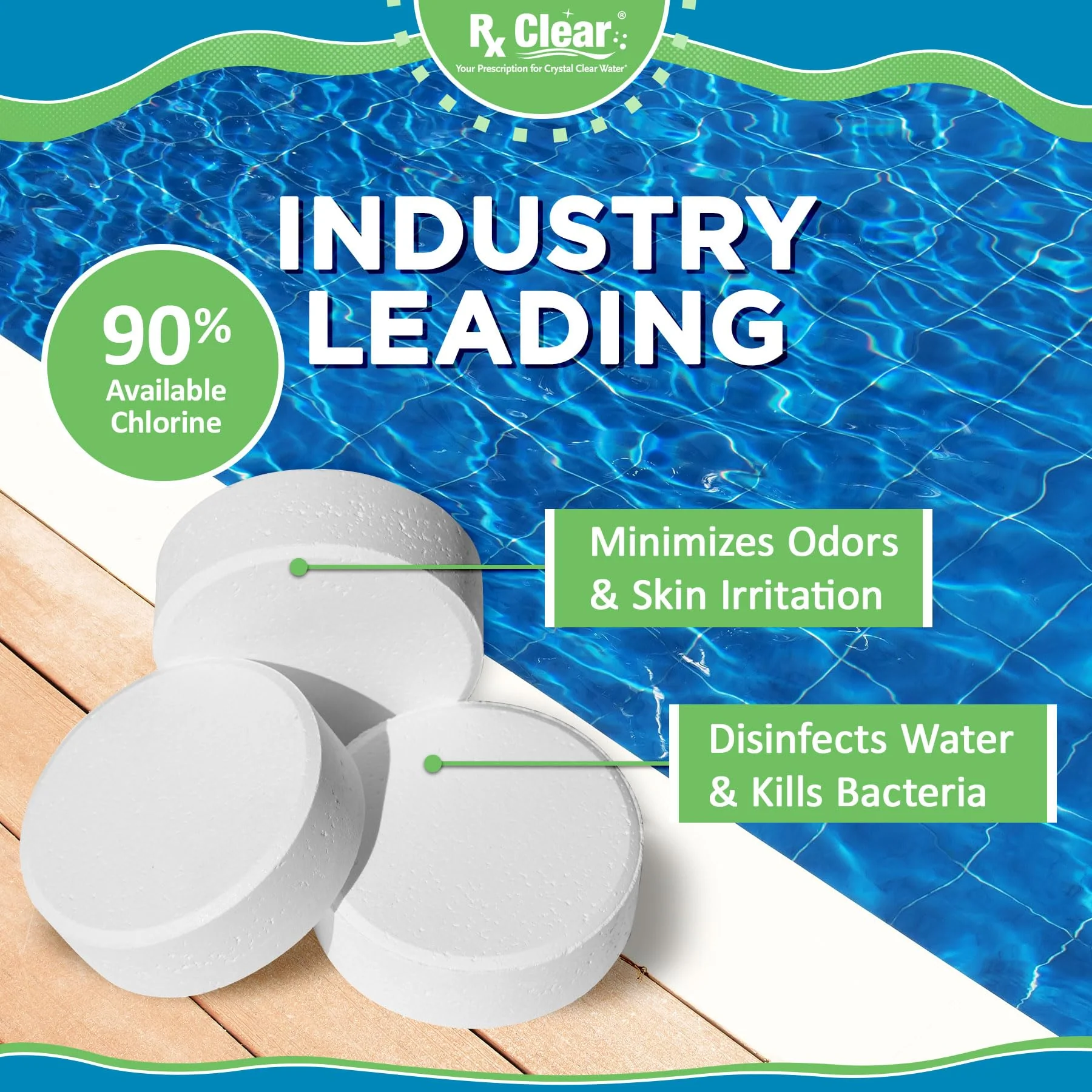 Rx Clear 3" Inch Chlorine Tabs | 5 Pounds | Individual Stabilized Chlorinating Tablets for Sanitizing Swimming Pools | Long Lasting, Slow Dissolving, and UV Protected - Image 5