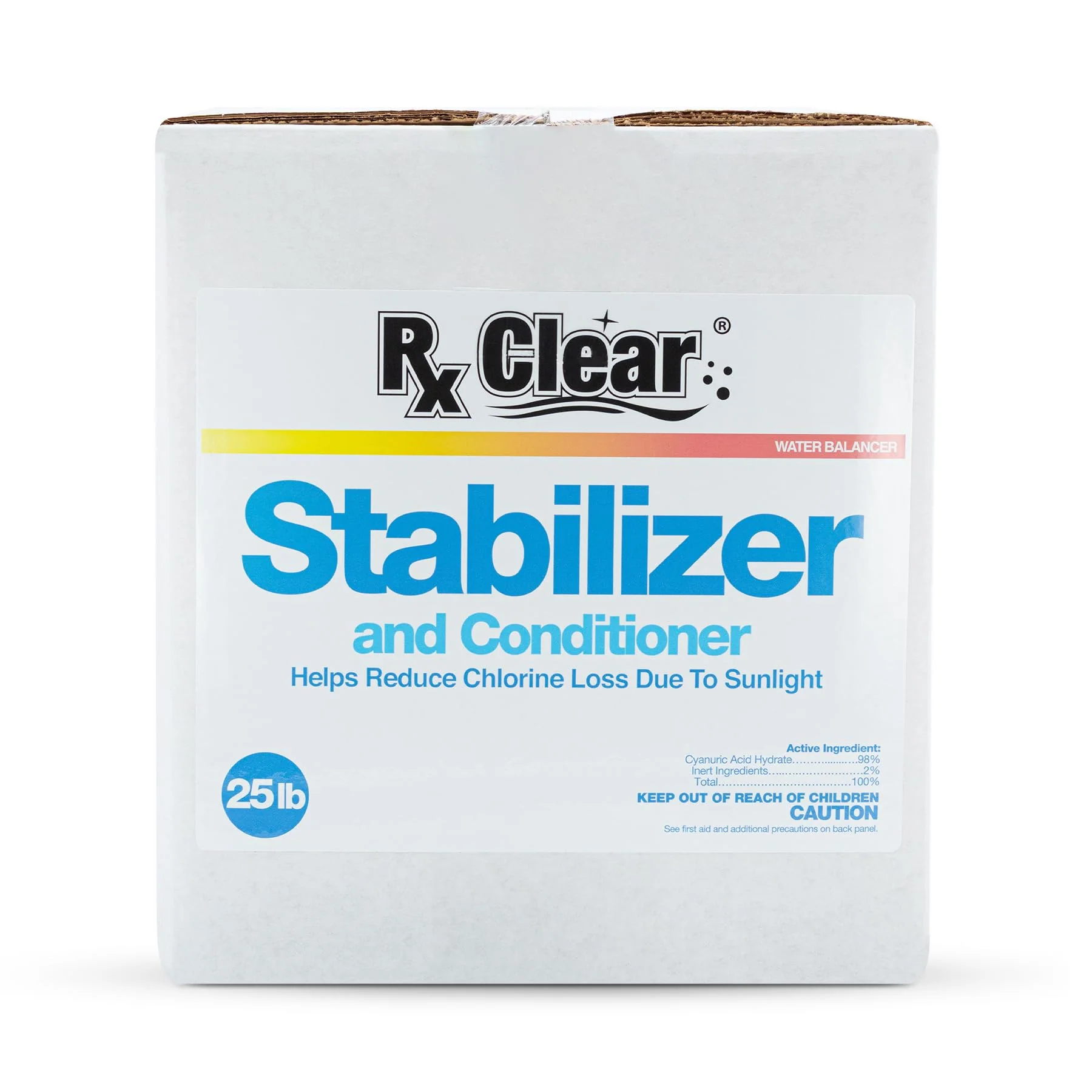 Rx Clear Swimming Pool Stabilizer and Conditioner | Water Balancer | Cyanuric Acid for Swimming Pools | Longer Lasting Sanitation | Helps Reduce Chlorine Loss Due to Sunlight | 25 Pounds