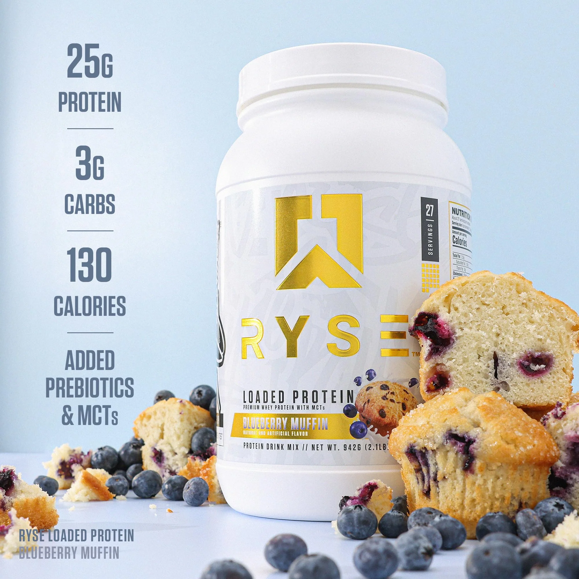RYSE Loaded Protein Powder - Little Debbie Pumpkin Spice Rolls - 25g Whey Protein Isolate & Concentrate with Prebiotic Fiber & MCTs - Low Carb, Low Sugar, Digestive-Friendly - 27 Servings / 2 lb Tub - Image 4