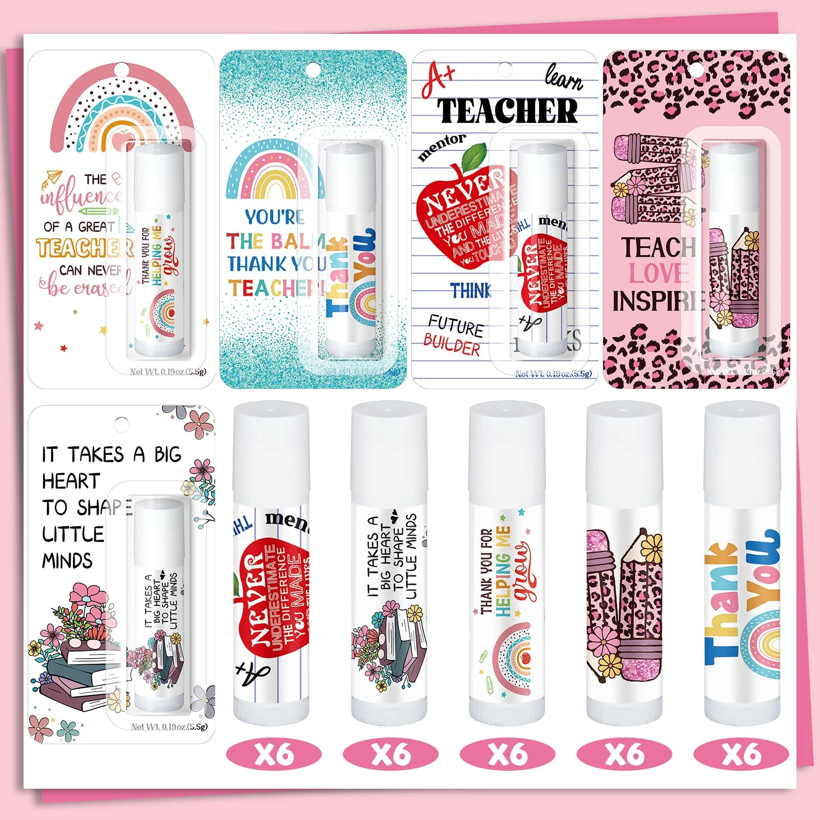 Sacubee 30 Pack Teacher Employee Appreciation Gift Bulk Lip Balm Employee Staff Appreciation Teacher Staff Team Thank You Gift Bulk Honey Flavor Balm Inspirational Party Favors for Women Men (Classic) - Image 3