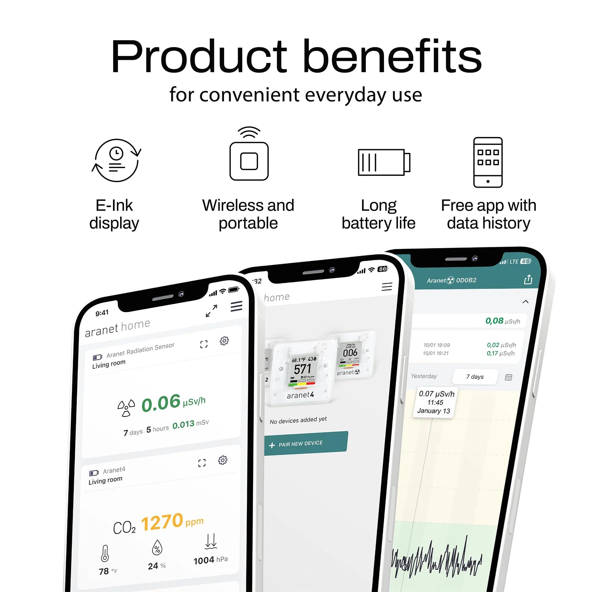 SAF Aranet4 Home: Smart Indoor Air Quality Monitor - CO2, Temperature, Humidity, Portable & Battery-Powered, E-Ink Screen, Free App Integration - Image 7