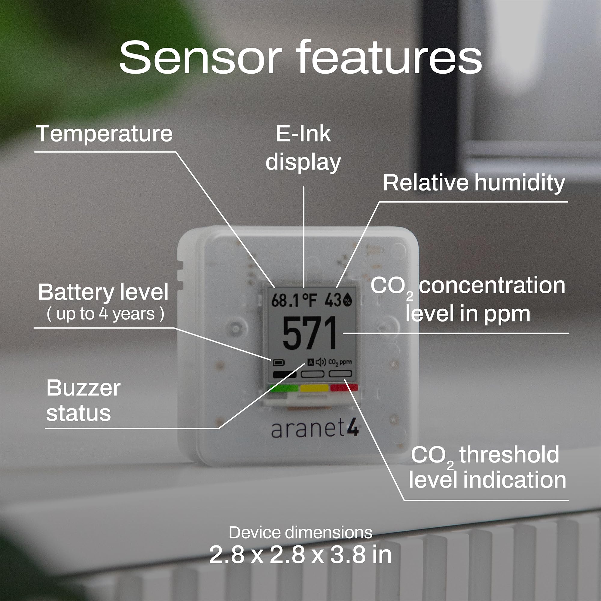 SAF Aranet4 Home: Smart Indoor Air Quality Monitor - CO2, Temperature, Humidity, Portable & Battery-Powered, E-Ink Screen, Free App Integration - Image 8