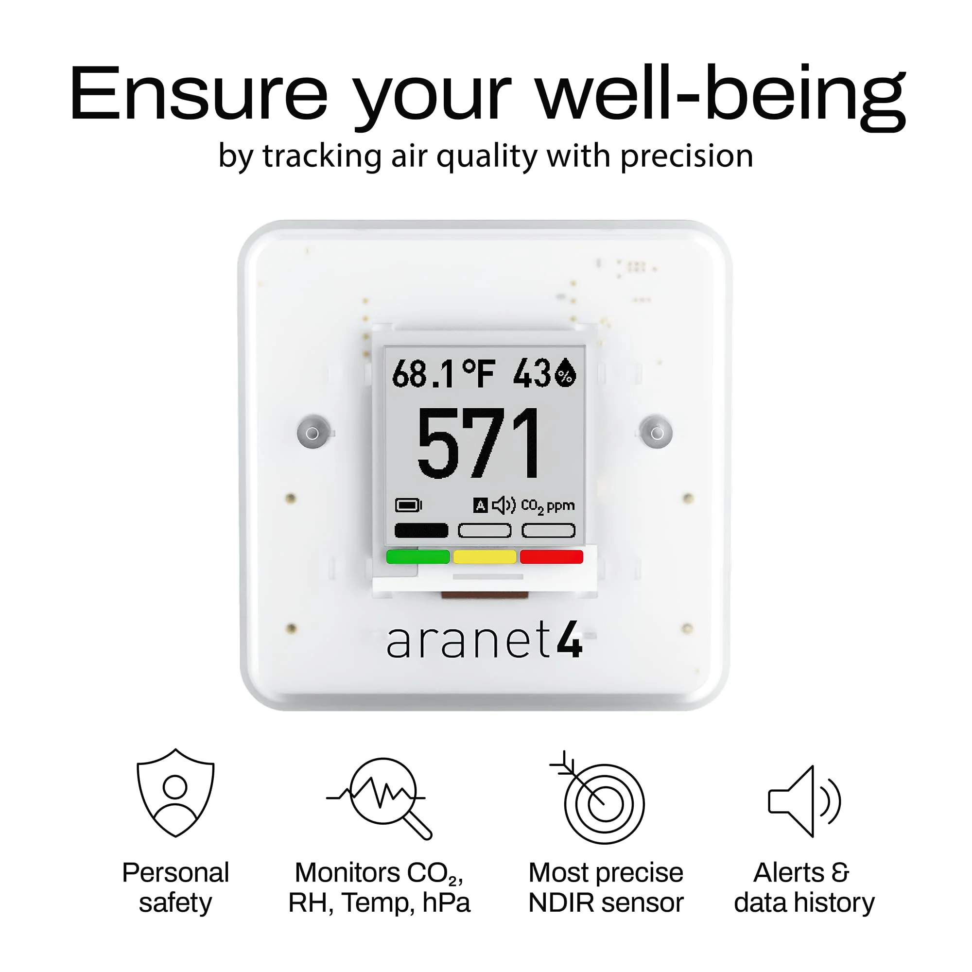 SAF Aranet4 Home: Smart Indoor Air Quality Monitor - CO2, Temperature, Humidity, Portable & Battery-Powered, E-Ink Screen, Free App Integration - Image 9