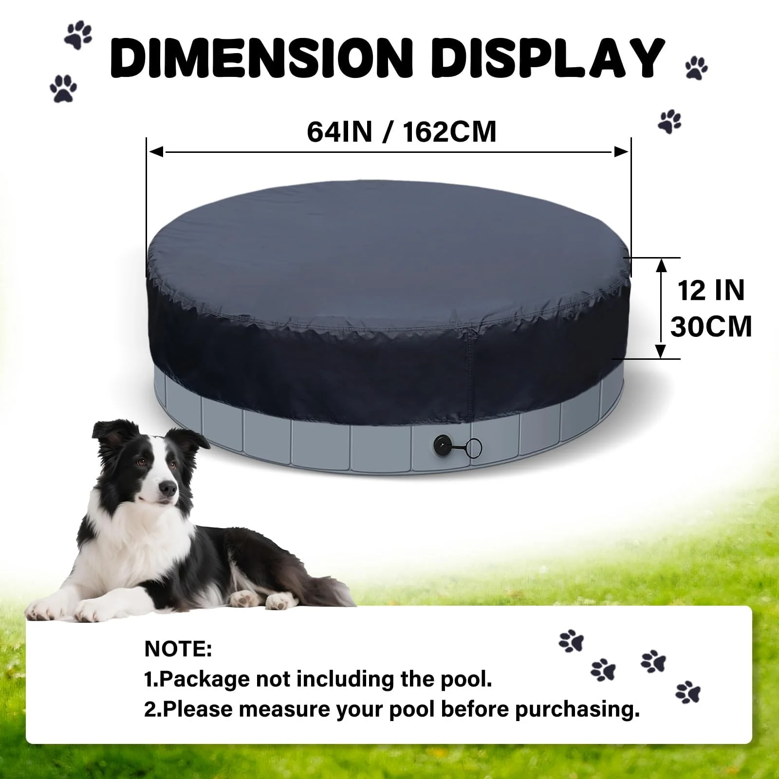 SAFANA 63/64 inch Round Dog Pool Cover [Upgrade 420D Thickened Durable] 64" Portable Dog Pet Bath Pool Cover, Foldable Round Doggy Inflatable Swimming Pool Cover, Drawstring Design Windproof Dustproof - Image 7