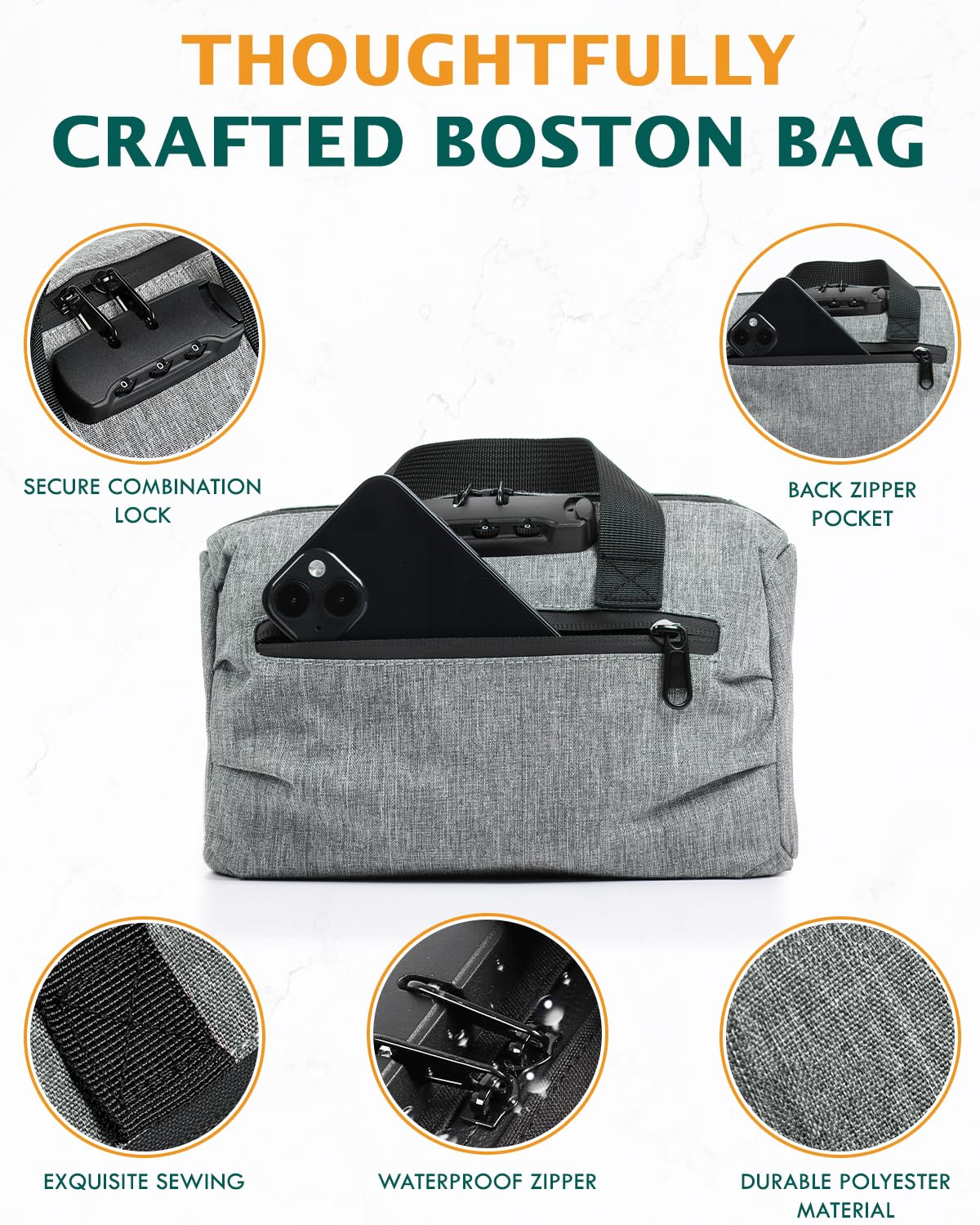 SafeDelux Smell Proof Bag with Combination Lock, Odorless Activated Carbon Fiber Smell Proof Container, Portable Stash Box for Travel, Home, Office & Gifts (Grey) - Image 2