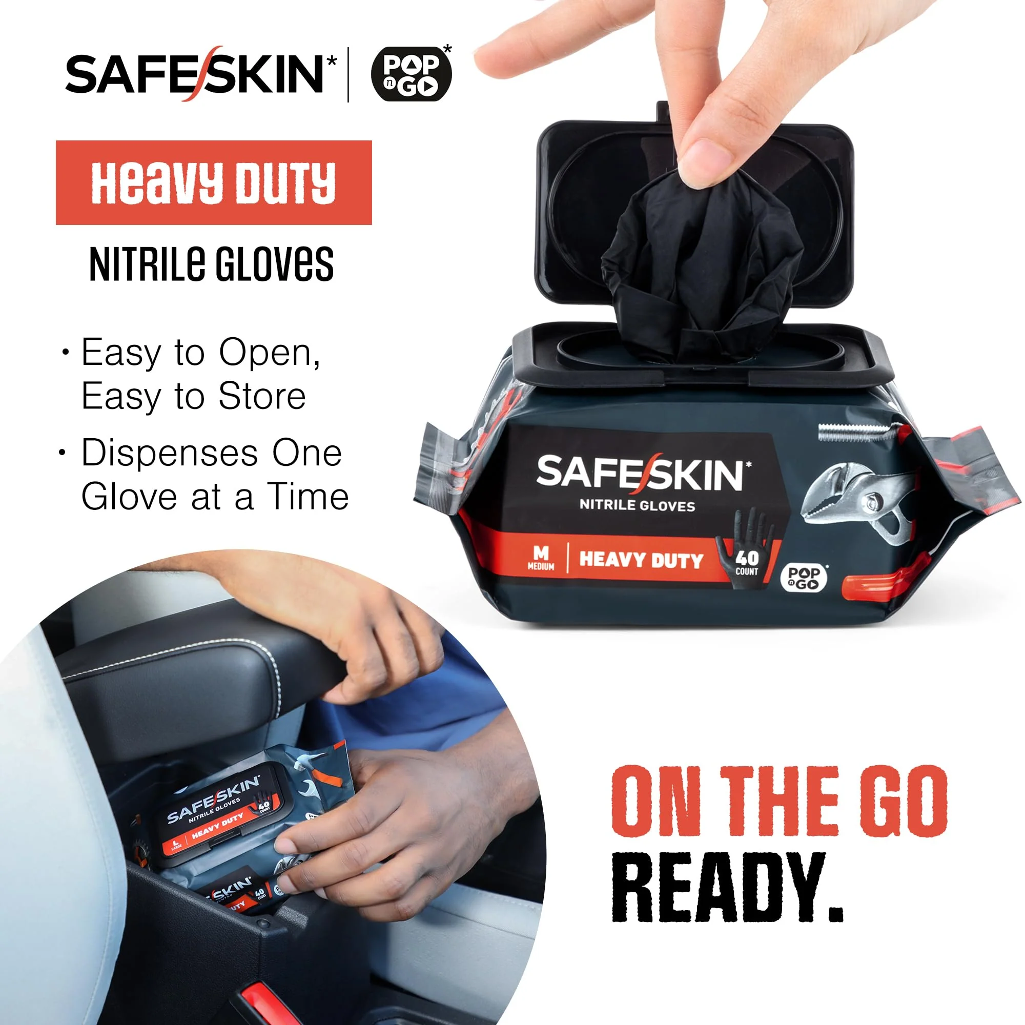 SAFESKIN Heavy Duty Nitrile Disposable Gloves, Pack of 160, Powder Free, Black - Plumbing, Gardening, Painting, Food Handling - Image 3