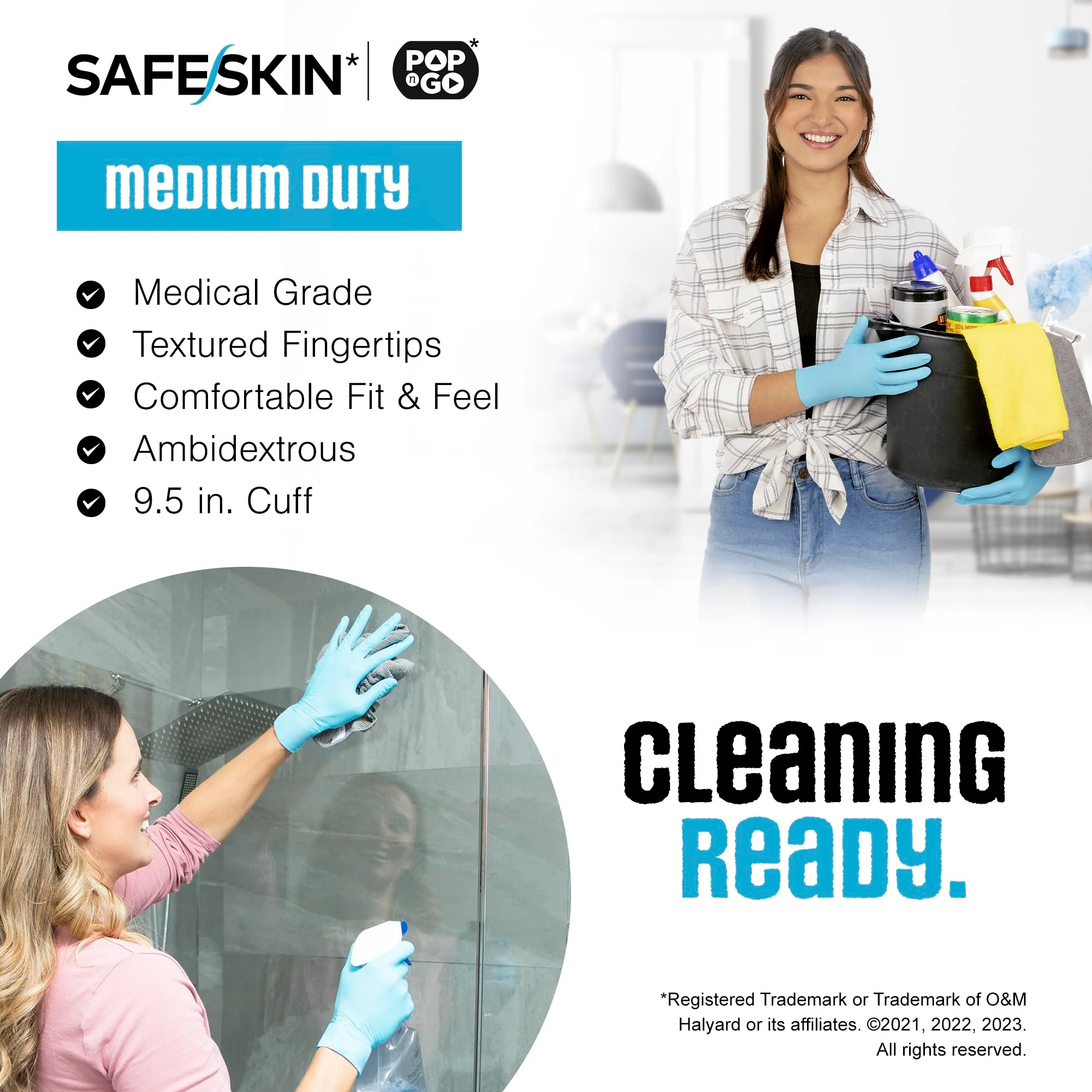 SAFESKIN Nitrile Disposable Gloves in 4 Packs of 50/200 Total, Medium Duty, Large Size, Powder Free - For Food Handling, First Aid, Cleaning, Gardening, Crafting - Premium Medical Exam Gloves - Image 2