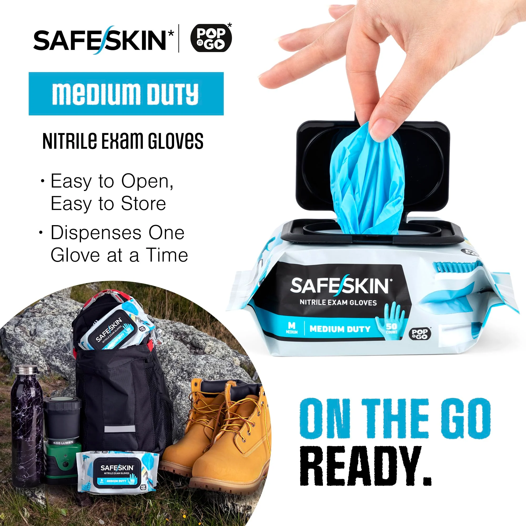SAFESKIN Nitrile Disposable Gloves in 4 Packs of 50/200 Total, Medium Duty, Large Size, Powder Free - For Food Handling, First Aid, Cleaning, Gardening, Crafting - Premium Medical Exam Gloves - Image 3