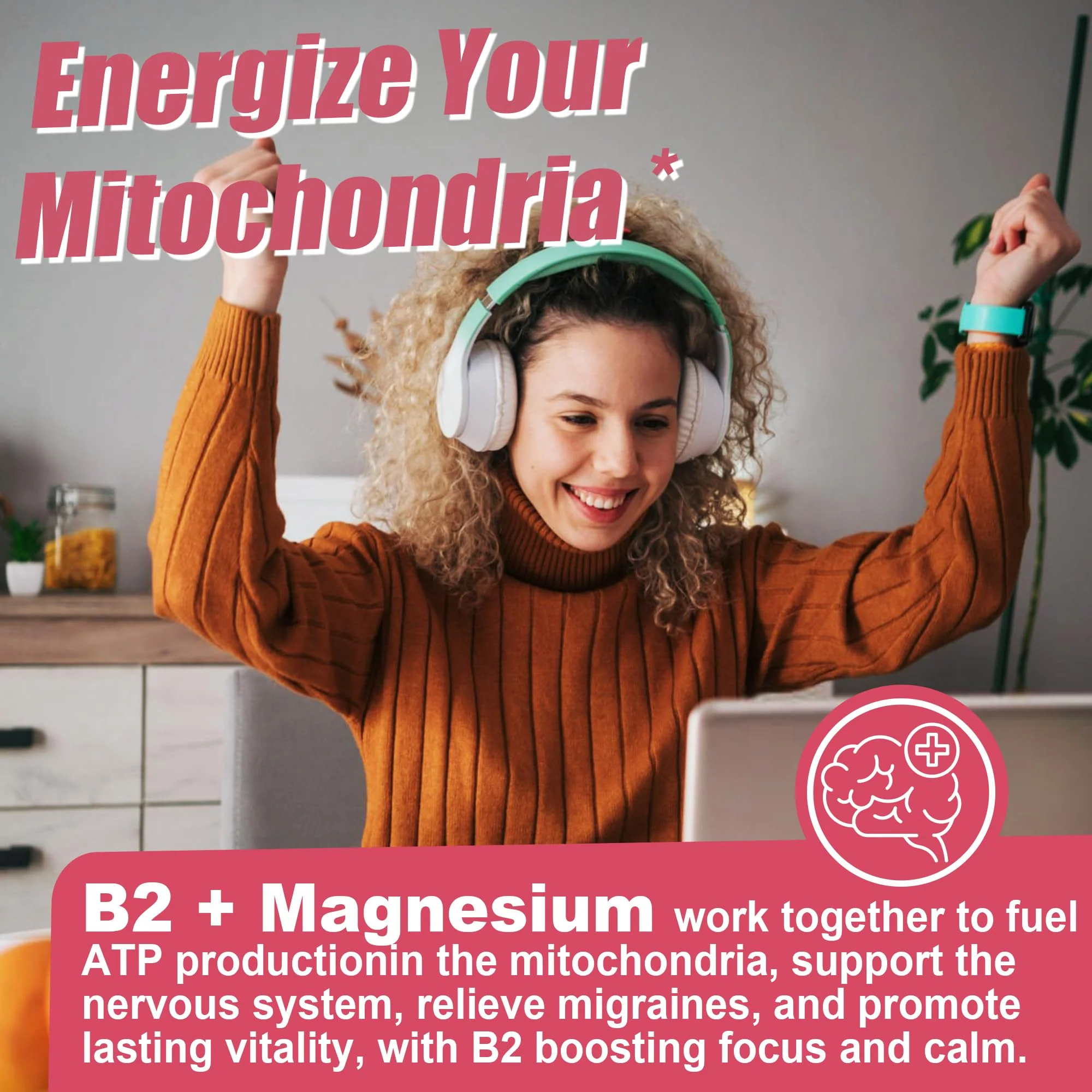Safgumjel Vitamin B2 Gummies | Riboflavin 400mg with Magnesium & CoQ10 for Migraine Relief & Headache Relief | Sugar Free, Vegan, Strawberry Flavor, 60 Count - Image 4