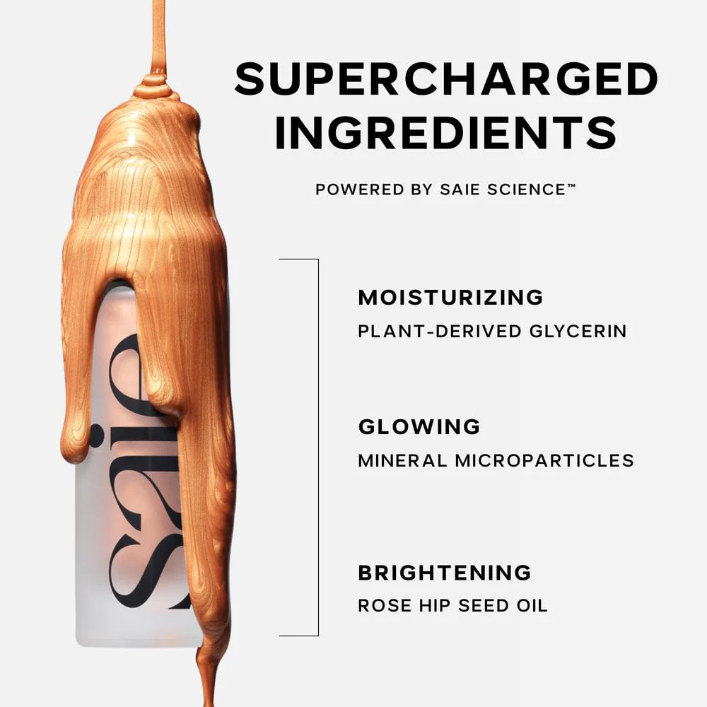 Saie Mini Glowy Super Gel Trio Gift Set - Lightweight Makeup Primer & All-Over Liquid Highlighter for Instant Glowy, Glass Skin - With Glycerin & Squalane - Starglow, Roseglow & Sunglow (0.5 oz Each) - Image 3